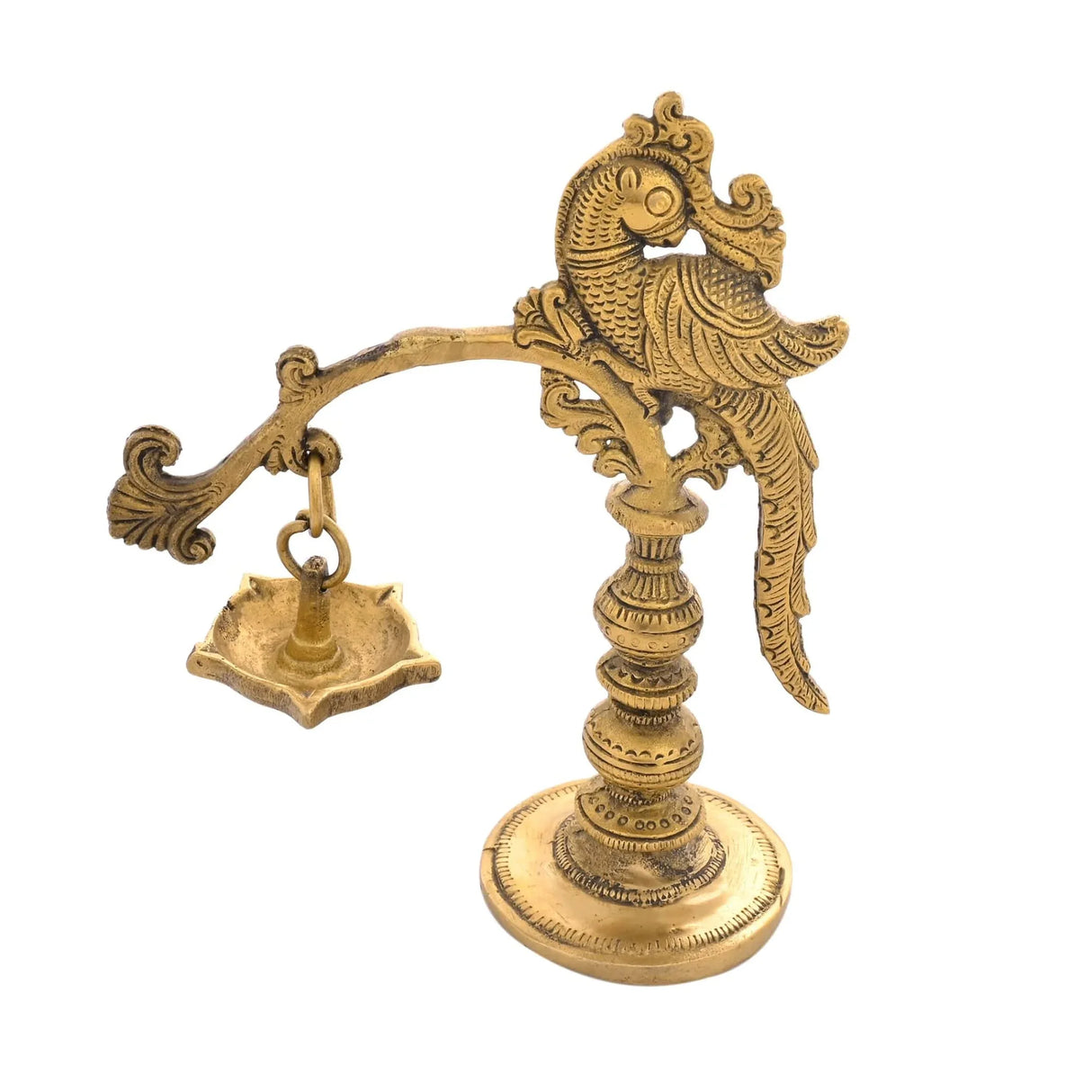 Brass Annam Oil Lamp Diya Peacock Samai Deepak Lamp Kerala Traditional Kutthu Vilakku Panchmahal Deepam for Home Temple Mandir Office Diwali Decoration - Deepawali Housewarming Return Gift - LoveNspire