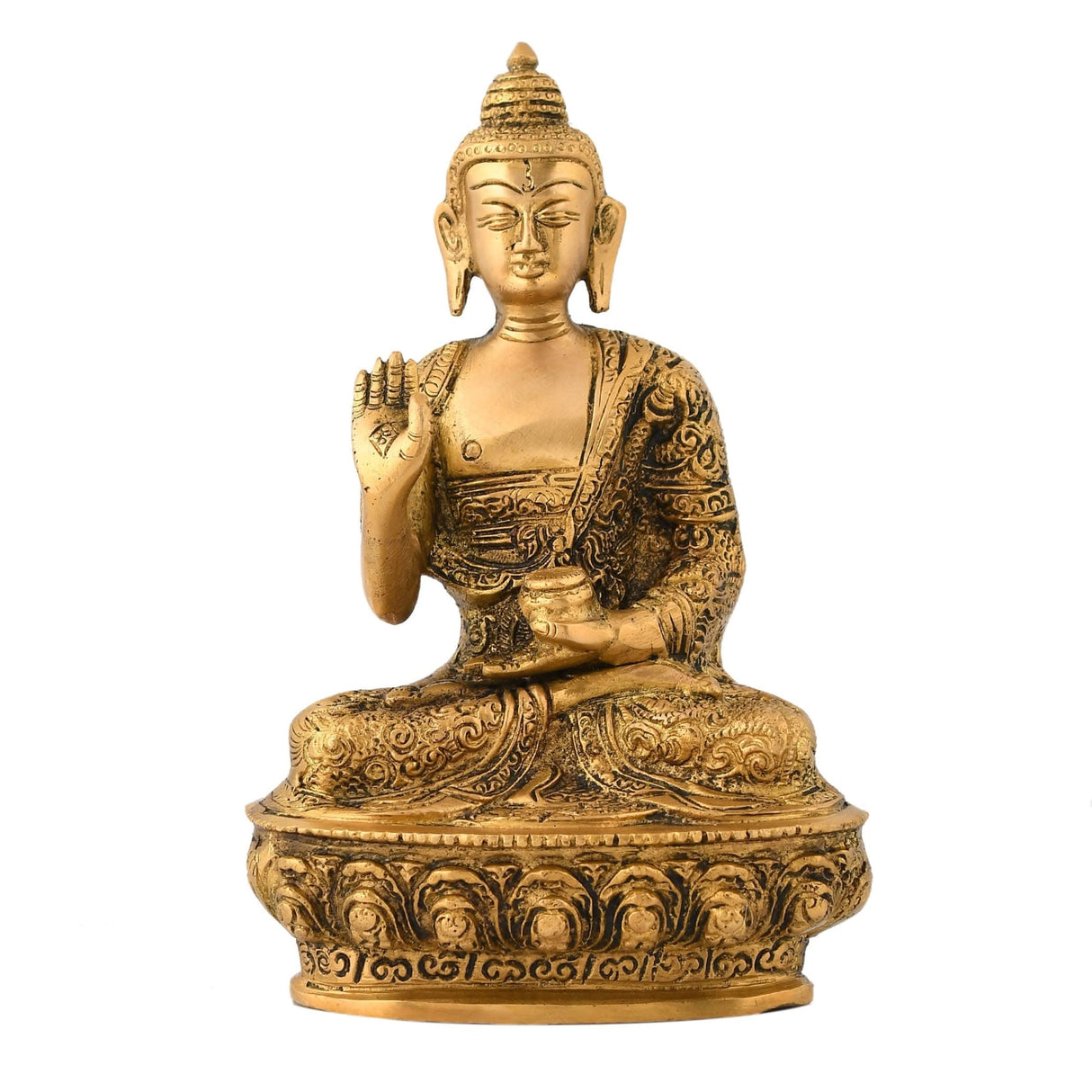 Buddha Statue 8 Inch Brass Buddha Idol Sculpture for Home Living Room Zen Decor - Perfect Gift for Spiritual Meditation Shrine - LoveNspire