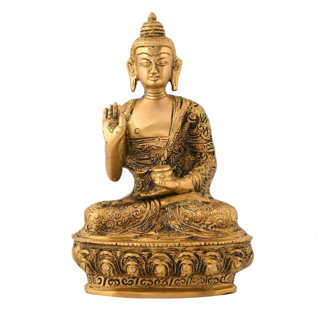 Buddha Statue 8 Inch Brass Buddha Idol Sculpture for Home Living Room Zen Decor - Perfect Gift for Spiritual Meditation Shrine - LoveNspire
