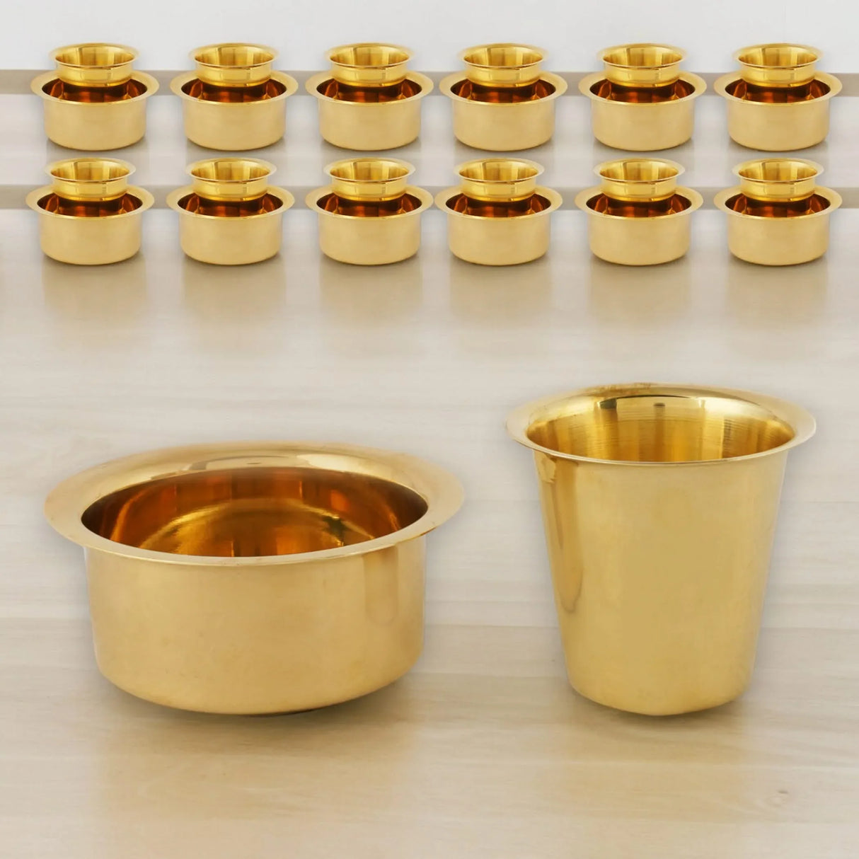 South Indian Brass Coffee Cup and Dabara Matte Plain for South Indian Filter Tea Handmade Tumbler Cup Traditional Kumbakonam Coffee Dabra Set Serving Drinkware (capacity Upto 120 Ml) - LoveNspire