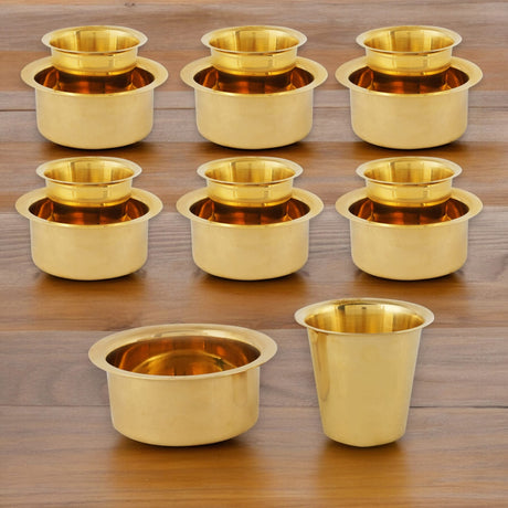 South Indian Brass Coffee Cup and Dabara Matte Plain for South Indian Filter Tea Handmade Tumbler Cup Traditional Kumbakonam Coffee Dabra Set Serving Drinkware (capacity Upto 120 Ml) - LoveNspire