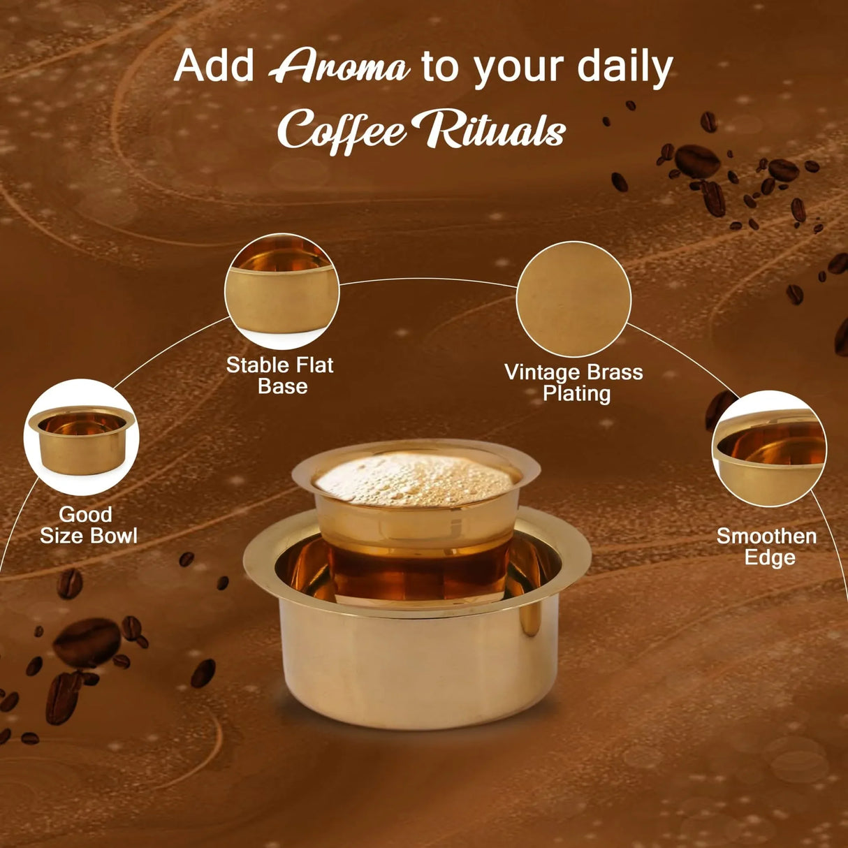 South Indian Brass Coffee Cup and Dabara Matte Plain for South Indian Filter Tea Handmade Tumbler Cup Traditional Kumbakonam Coffee Dabra Set Serving Drinkware (capacity Upto 120 Ml) - LoveNspire