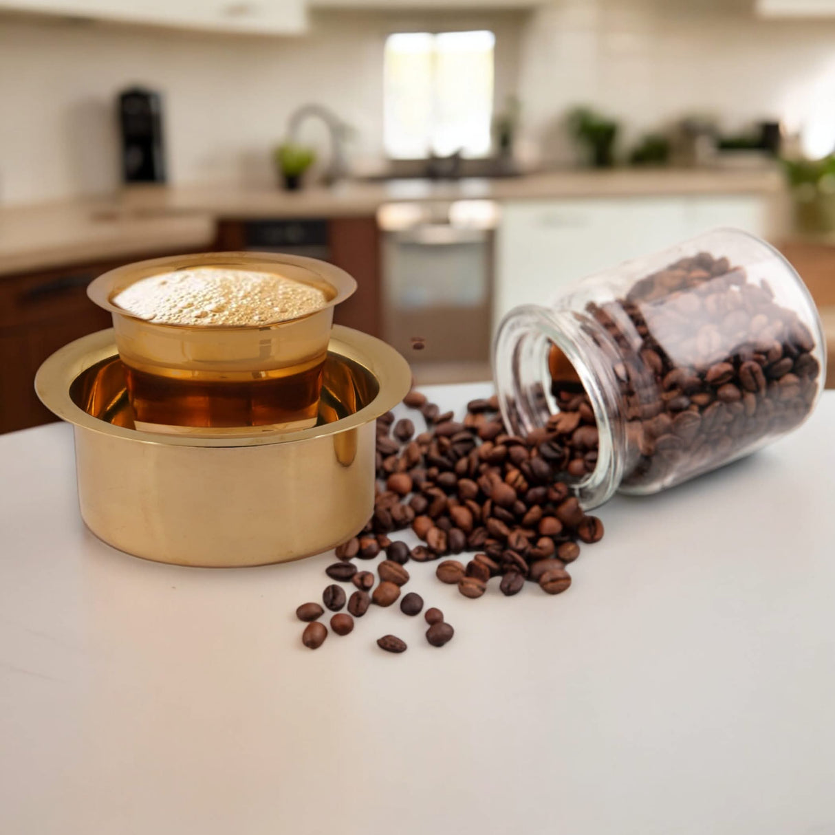 South Indian Brass Coffee Cup and Dabara Matte Plain for South Indian Filter Tea Handmade Tumbler Cup Traditional Kumbakonam Coffee Dabra Set Serving Drinkware (capacity Upto 120 Ml) - LoveNspire