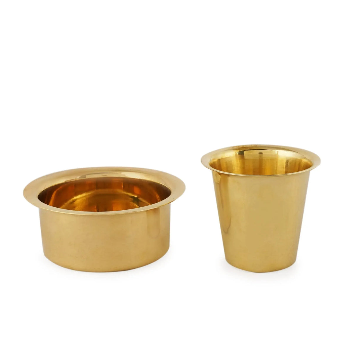 South Indian Brass Coffee Cup and Dabara Matte Plain for South Indian Filter Tea Handmade Tumbler Cup Traditional Kumbakonam Coffee Dabra Set Serving Drinkware (capacity Upto 120 Ml) - LoveNspire