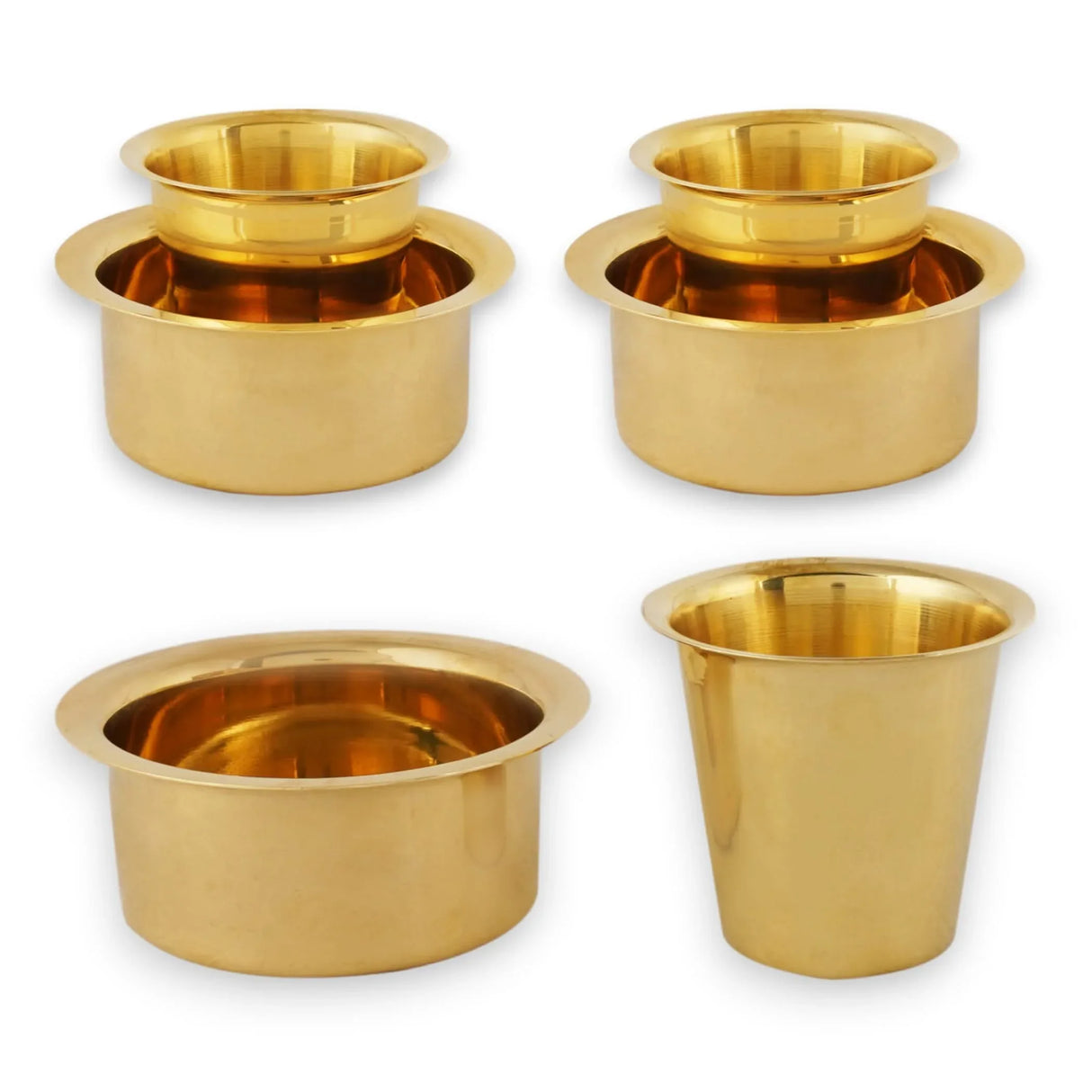 South Indian Brass Coffee Cup and Dabara Matte Plain for South Indian Filter Tea Handmade Tumbler Cup Traditional Kumbakonam Coffee Dabra Set Serving Drinkware (capacity Upto 120 Ml) - LoveNspire
