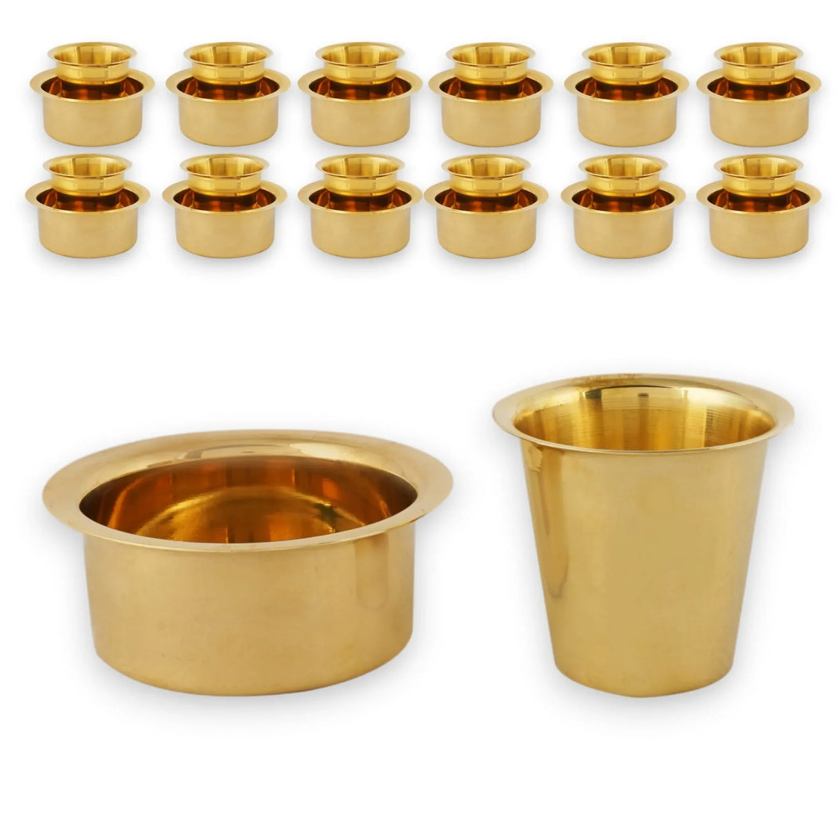 South Indian Brass Coffee Cup and Dabara Matte Plain for South Indian Filter Tea Handmade Tumbler Cup Traditional Kumbakonam Coffee Dabra Set Serving Drinkware (capacity Upto 120 Ml) - LoveNspire