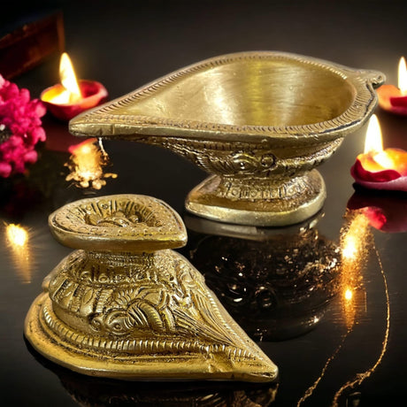 Brass Diya Indian Diya Oil Lamps for Home Decoration, Mandir, Temple, Traditional Hindu Puja, Religious Decor, Diwali Deepawali, Housewarming Return Gift Items - LoveNspire