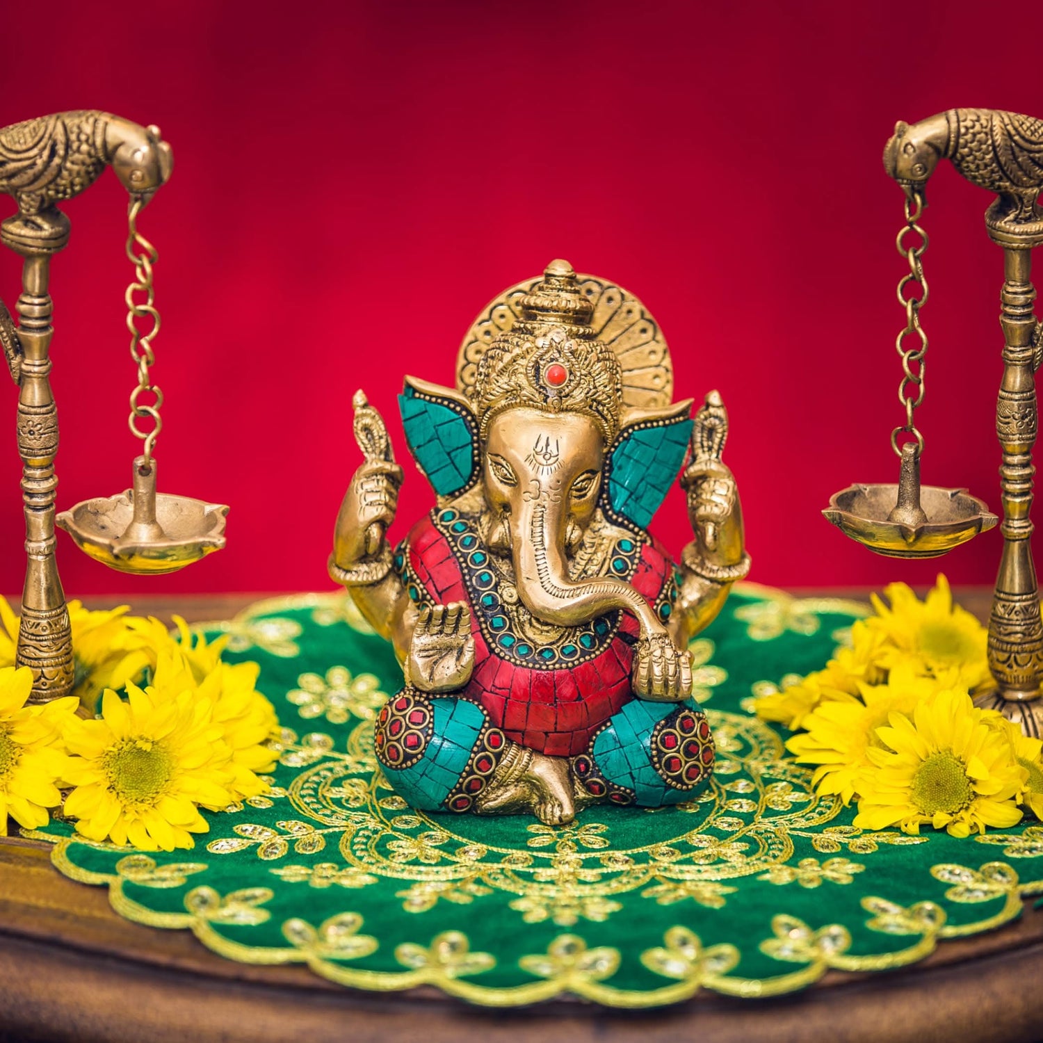 Brass Ganesha Statue Idol Showpiece Ganpati Figurine God of Luck and Success Home Decoration Elephant God Return Gifts for Housewarming Pooja Diwali Decoration - LoveNspire