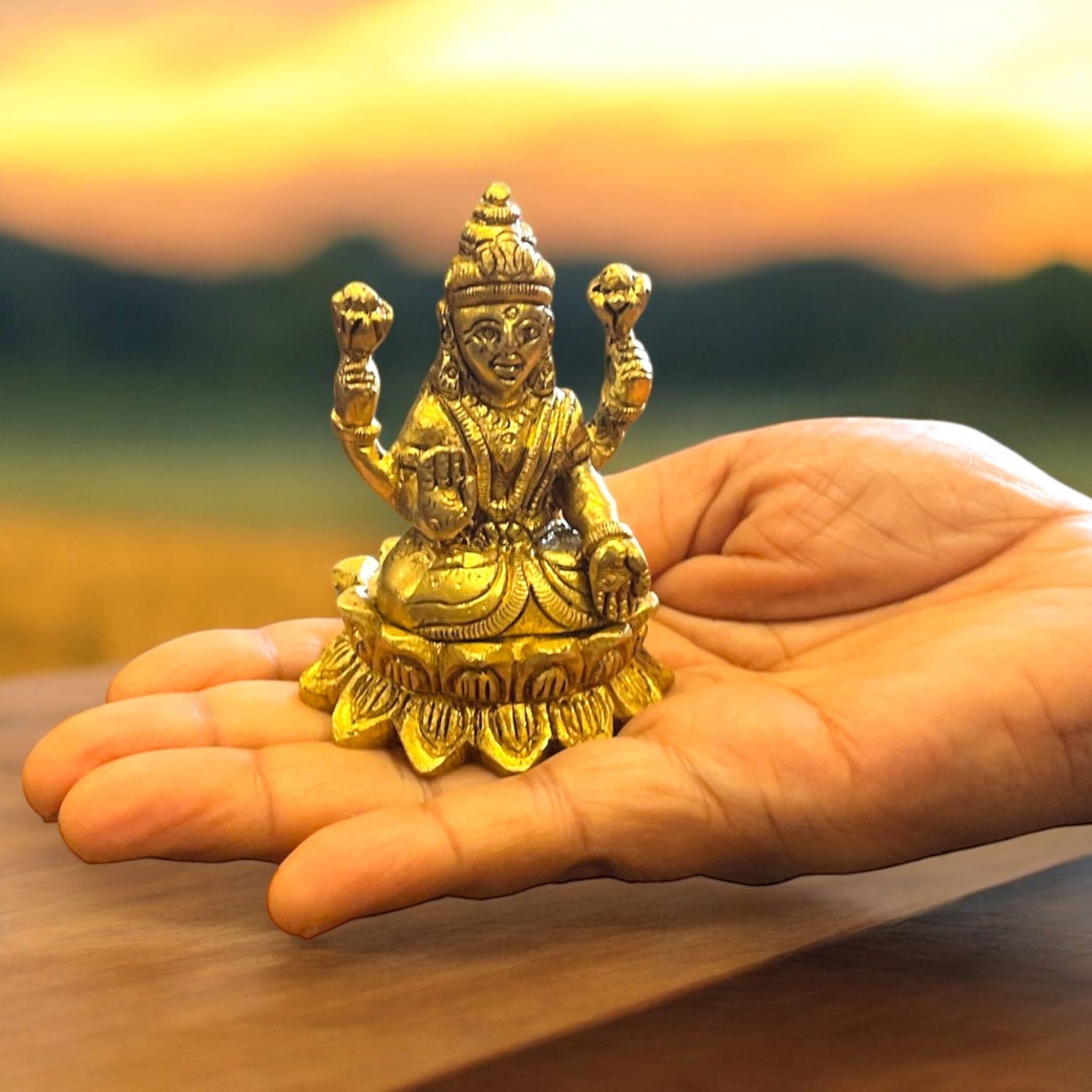 Golden Lakshmi Statue for Diwali Puja Room Home Temple Mandir Decor