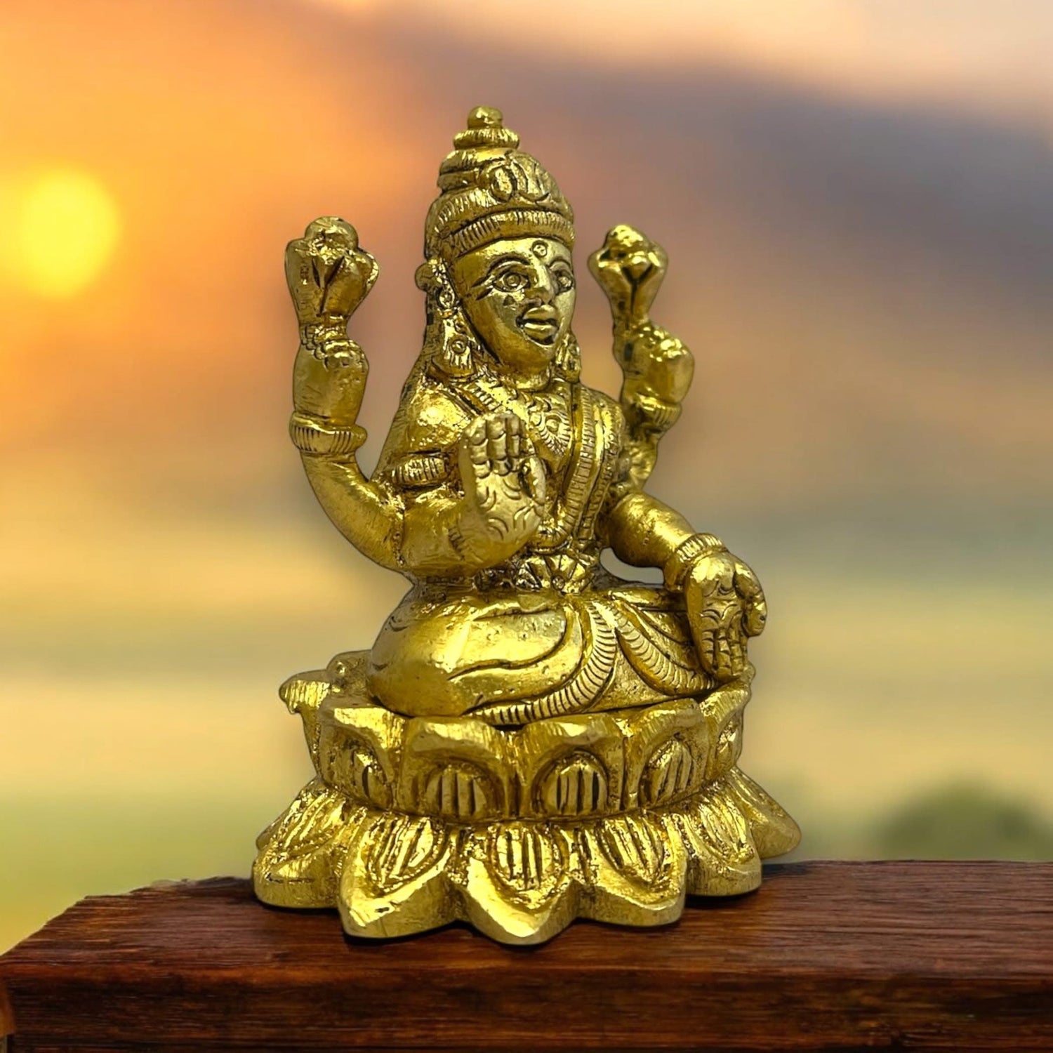 Golden Lakshmi statue idol for Diwali puja, home temple, and festive decor