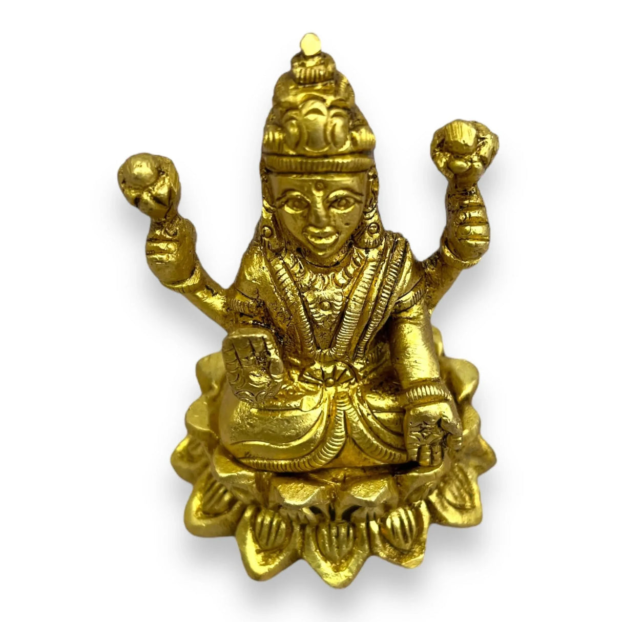 Brass Lakshmi Idol Statue Religious Figurine Goddess Laxmi Devi Murti Sculpture for Diwali Puja Room Home Temple Mandir Decor - Housewarming Return Gift (2.9 Inch) - LoveNspire