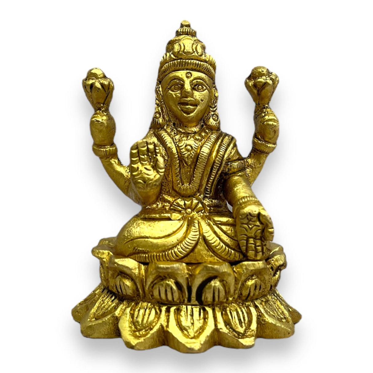 Golden Lakshmi statue for Diwali Puja Home Temple Decor Housewarming Gift 2.9 Inch