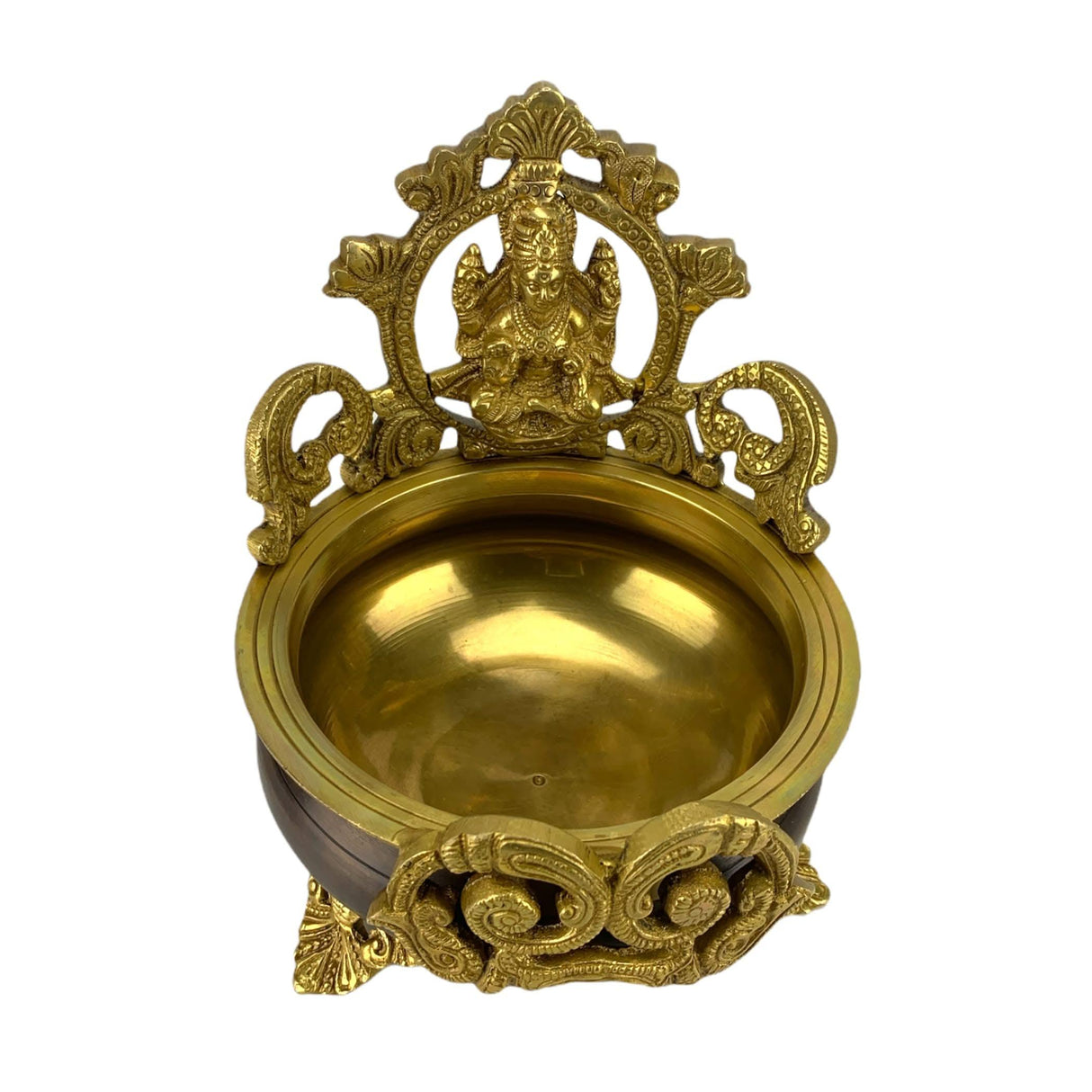 Brass Laxmi Urli Bowl 6.6 Inch – Indian Ethnic Lakshmi Urli Bowls for Floating Flowers, Home Temple Decor, Center Table, Pooja Room, Diwali Decoration, Showpiece, Housewarming Gift - LoveNspire