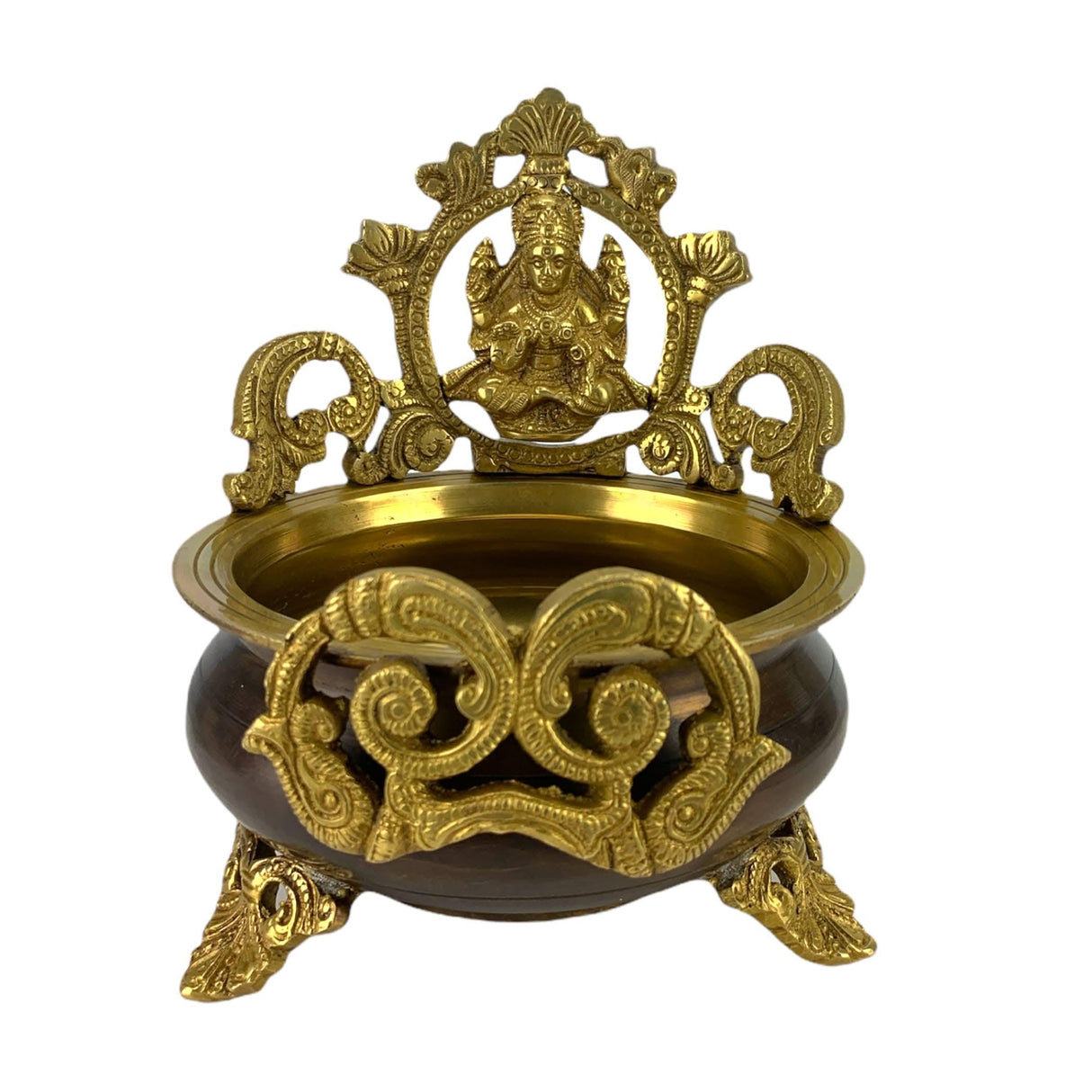Brass Laxmi Urli Bowl 6.6 Inch – Indian Ethnic Lakshmi Urli Bowls for Floating Flowers, Home Temple Decor, Center Table, Pooja Room, Diwali Decoration, Showpiece, Housewarming Gift - LoveNspire
