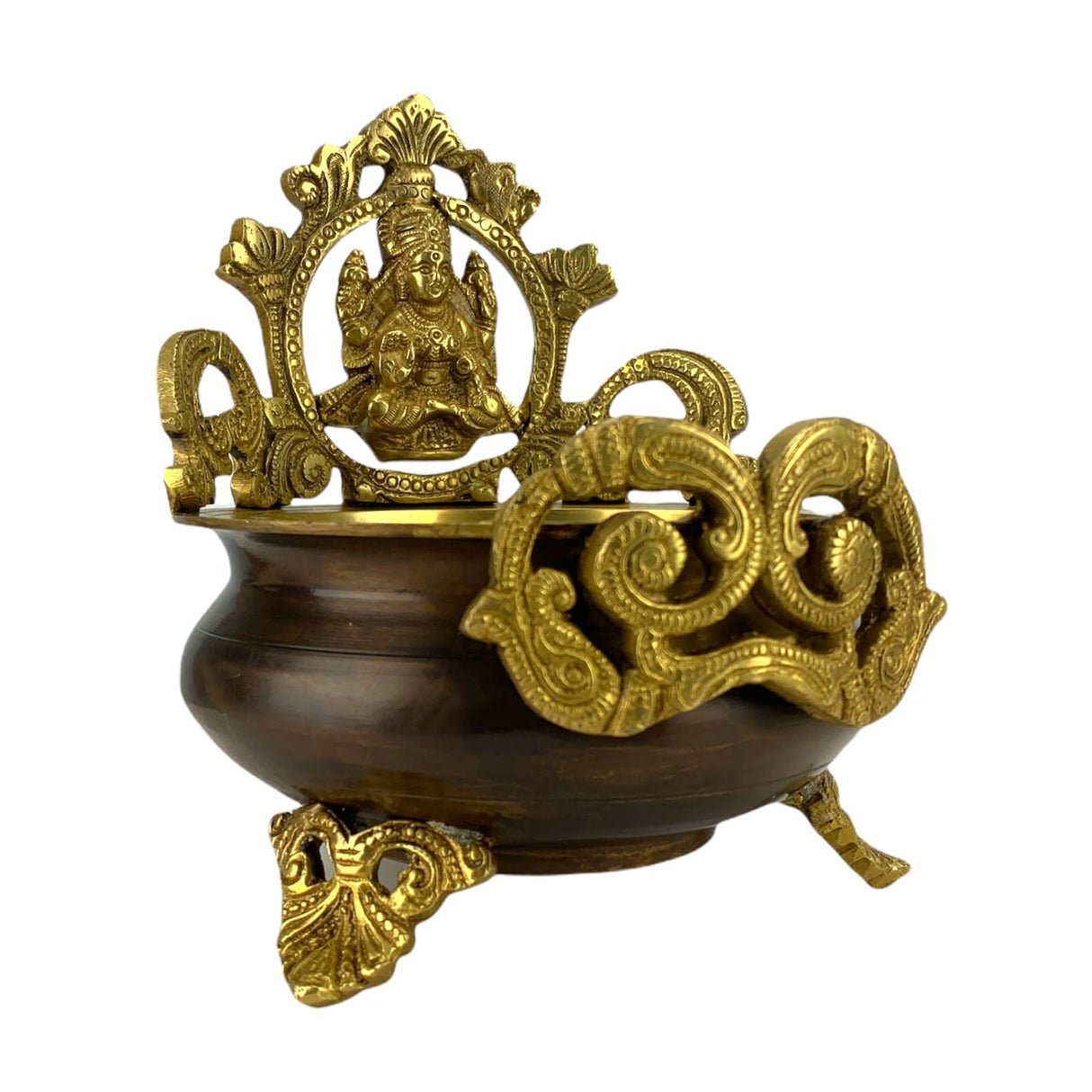 Brass Laxmi Urli Bowl 6.6 Inch – Indian Ethnic Lakshmi Urli Bowls for Floating Flowers, Home Temple Decor, Center Table, Pooja Room, Diwali Decoration, Showpiece, Housewarming Gift - LoveNspire