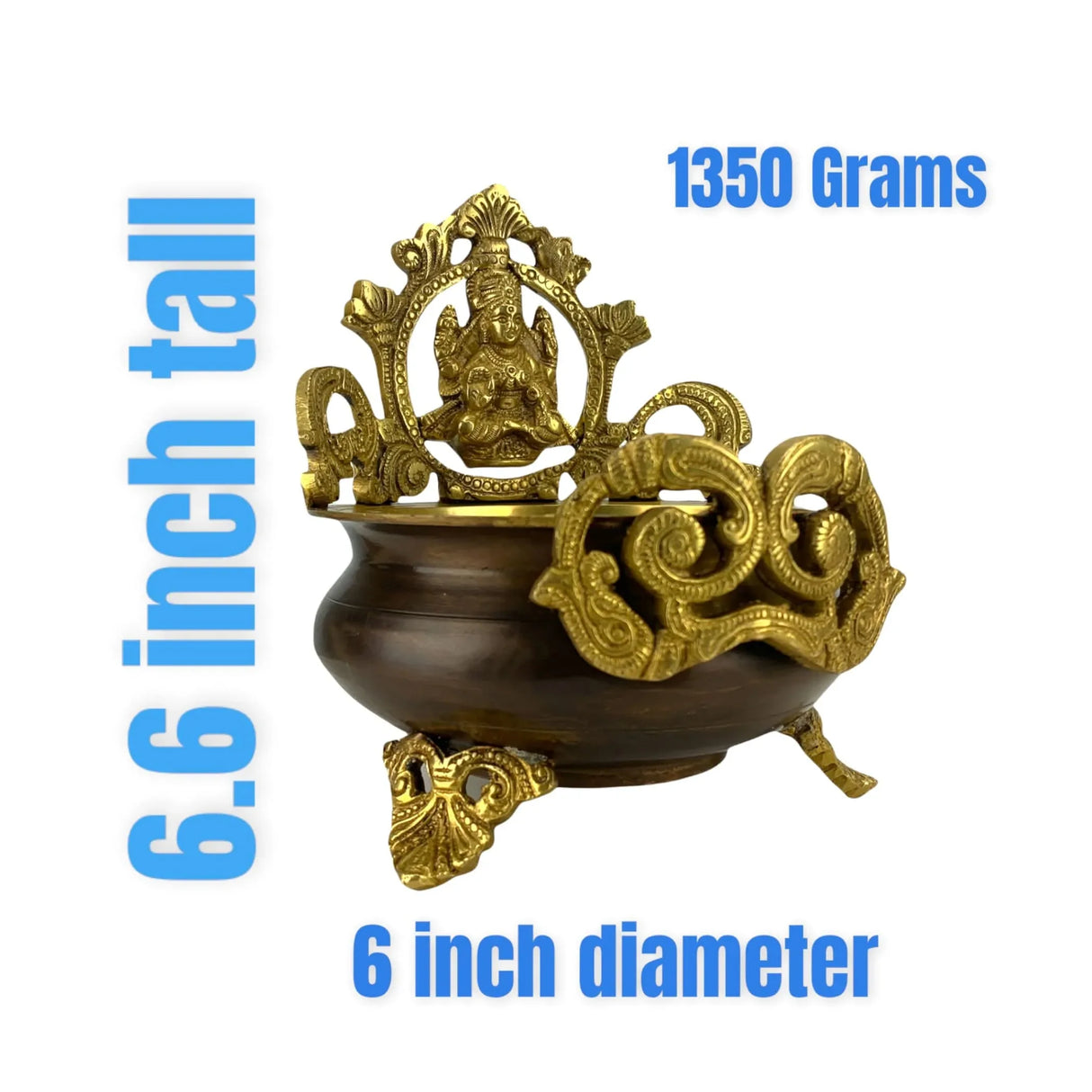 Brass Laxmi Urli Bowl 6.6 Inch – Indian Ethnic Lakshmi Urli Bowls for Floating Flowers, Home Temple Decor, Center Table, Pooja Room, Diwali Decoration, Showpiece, Housewarming Gift - LoveNspire