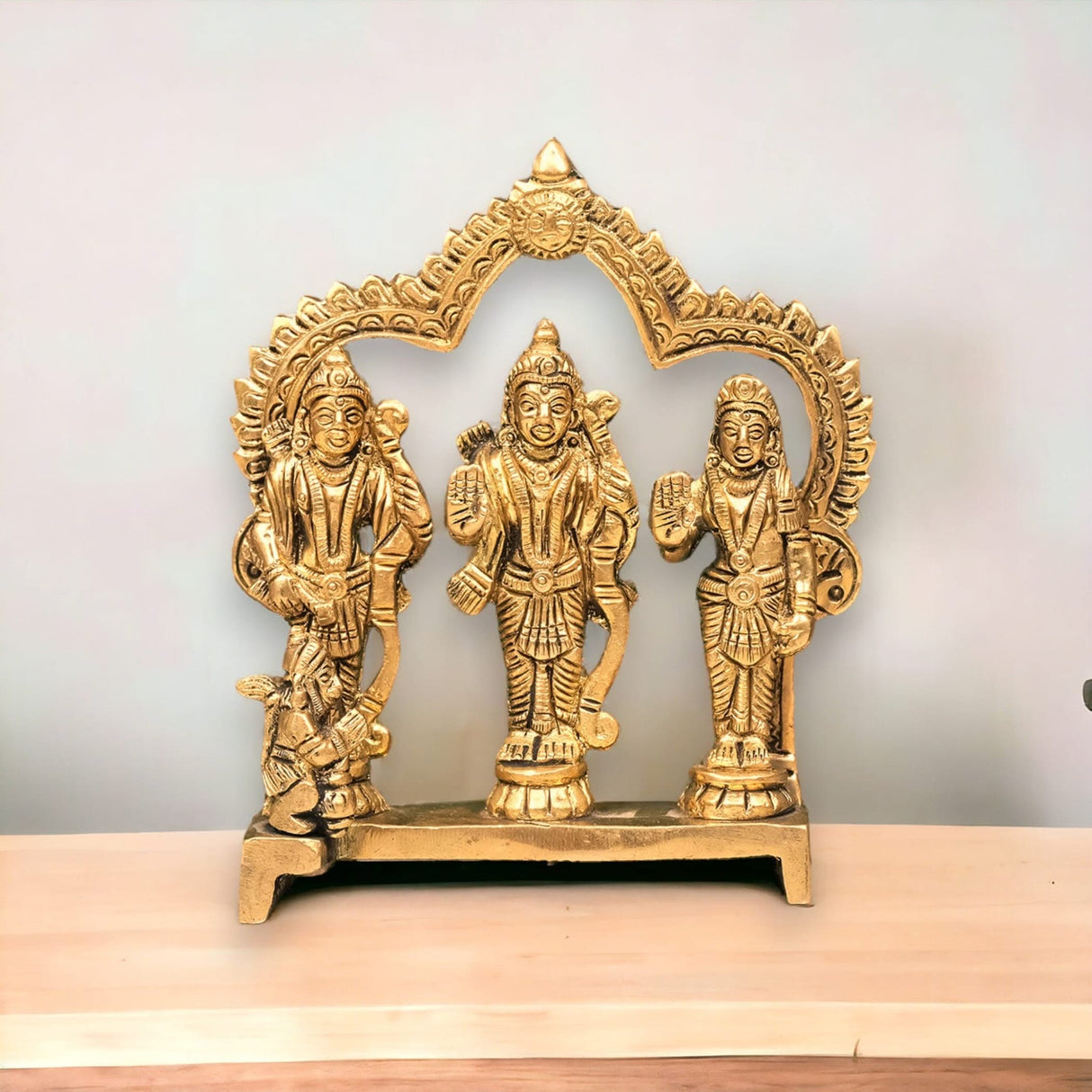 Brass Ram Darbar Statue Hindu Religious Lord Rama Laxman Sita Hanuman Idol for Pooja Home Decor Indian Festivals Diwali Housewarming Gift - Rama Murti Sculpture (4.9 Inches) - LoveNspire