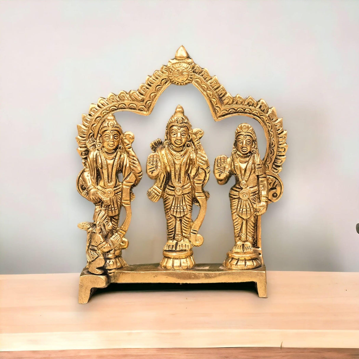 Brass Ram Darbar Statue Hindu Religious Lord Rama Laxman Sita Hanuman Idol for Pooja Home Decor Indian Festivals Diwali Housewarming Gift - Rama Murti Sculpture (4.9 Inches) - LoveNspire