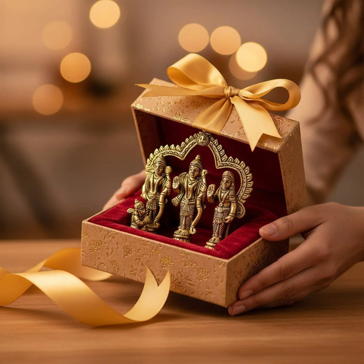 Brass Ram Darbar Statue Hindu Religious Lord Rama Laxman Sita Hanuman Idol for Pooja Home Decor Indian Festivals Diwali Housewarming Gift - Rama Murti Sculpture (4.9 Inches) - LoveNspire