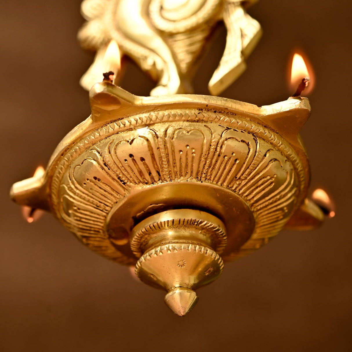 Brass Annam, Shank Wall Hanging Idol Oil Lamp Diya with Chain Hanging Oil Wick Diya Puja Gifting Entrance Home Decor Idol Kathu Vilakku Diyas for Pooja Temple Diwali Decor Idol Statue - LoveNspire