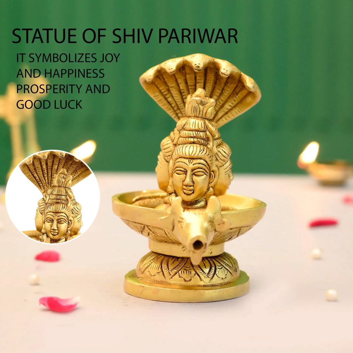 Brass Shiva Lingam Tripindi Shivling with Sheshnag for Hindu Festive Pooja Maha Shivratri Indian Puja Home Temple Mandir Decor - Lord Shiva Om Sculpture (5.5 Inch) - LoveNspire