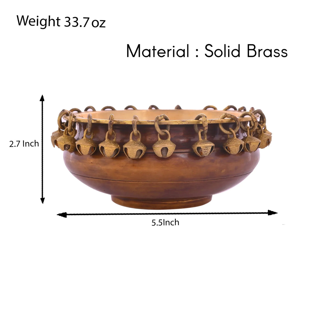 LOVENSPIRE Brass Urli Bowl with Ghungroo 2.7 Inch Indian Ethnic Urli Bowls for Floating Flowers Tea Light Candles Home Office Pooja Room Diwali Decor Showpiece Housewarming Gift - LoveNspire
