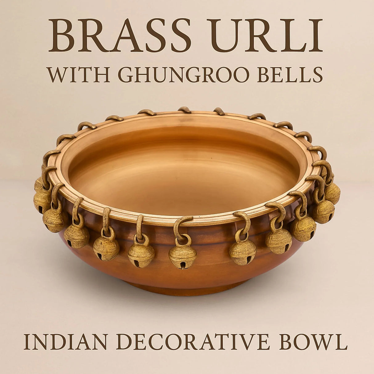 LOVENSPIRE Brass Urli Bowl with Ghungroo 2.7 Inch Indian Ethnic Urli Bowls for Floating Flowers Tea Light Candles Home Office Pooja Room Diwali Decor Showpiece Housewarming Gift - LoveNspire