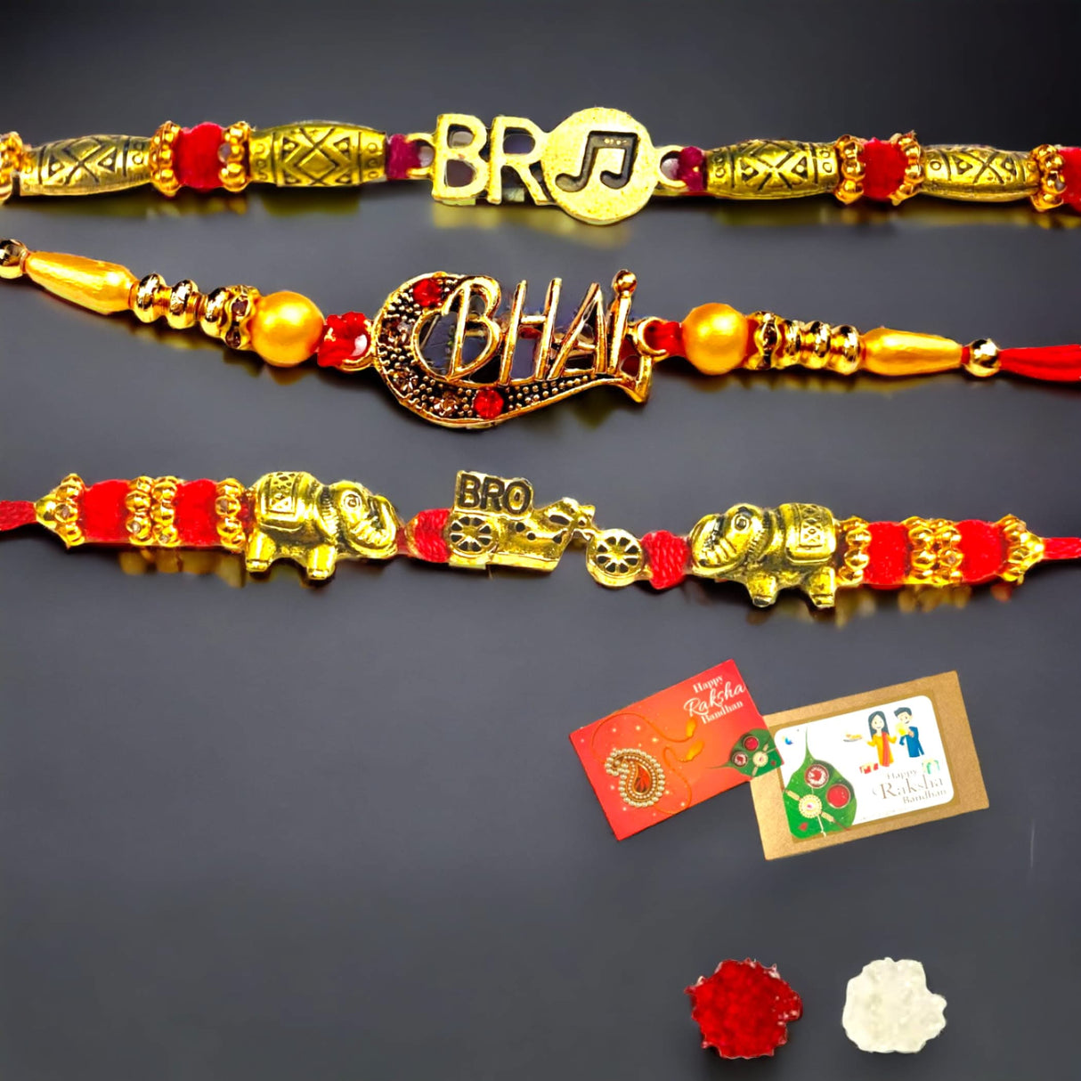 2CT Bro Designer Rakhi for Brother Bhaiya Bhabhi Traditional Handmade Rakhi Set Roli Chawal, Greeting Card Rakshabandhan Rakhi Hamper Gift for Brother - LoveNspire
