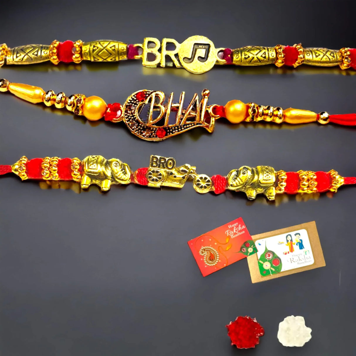 2CT Bro Designer Rakhi for Brother Bhaiya Bhabhi Traditional Handmade Rakhi Set Roli Chawal, Greeting Card Rakshabandhan Rakhi Hamper Gift for Brother - LoveNspire