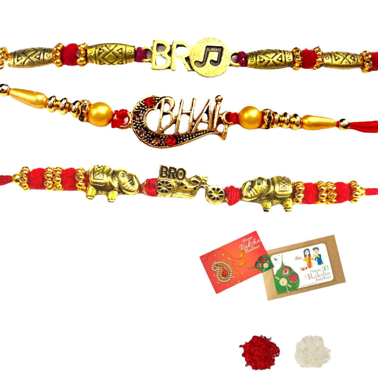 2CT Bro Designer Rakhi for Brother Bhaiya Bhabhi Traditional Handmade Rakhi Set Roli Chawal, Greeting Card Rakshabandhan Rakhi Hamper Gift for Brother - LoveNspire