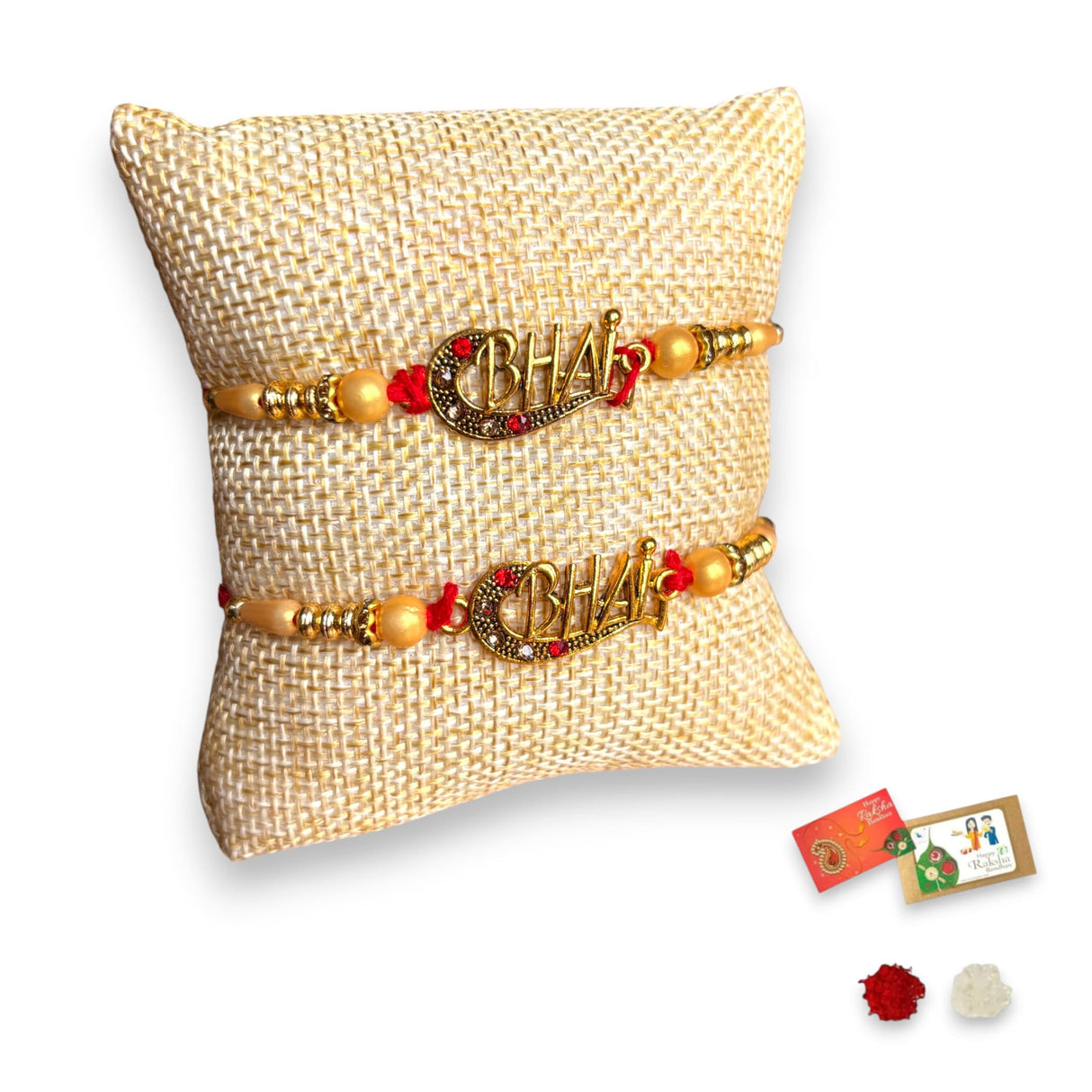 2CT Bro Designer Rakhi for Brother Bhaiya Bhabhi Traditional Handmade Rakhi Set Roli Chawal, Greeting Card Rakshabandhan Rakhi Hamper Gift for Brother - LoveNspire