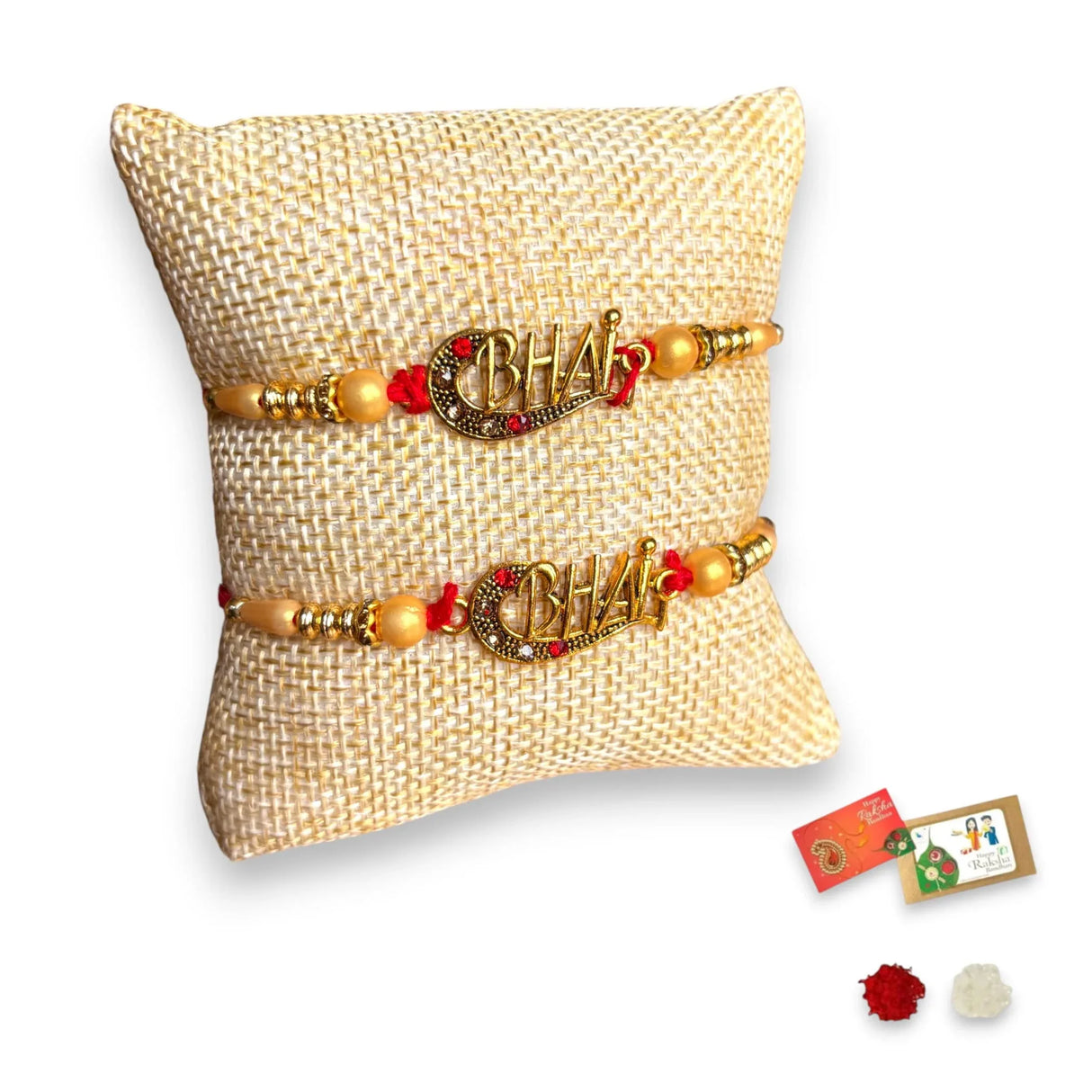 2CT Bro Designer Rakhi for Brother Bhaiya Bhabhi Traditional Handmade Rakhi Set Roli Chawal, Greeting Card Rakshabandhan Rakhi Hamper Gift for Brother - LoveNspire