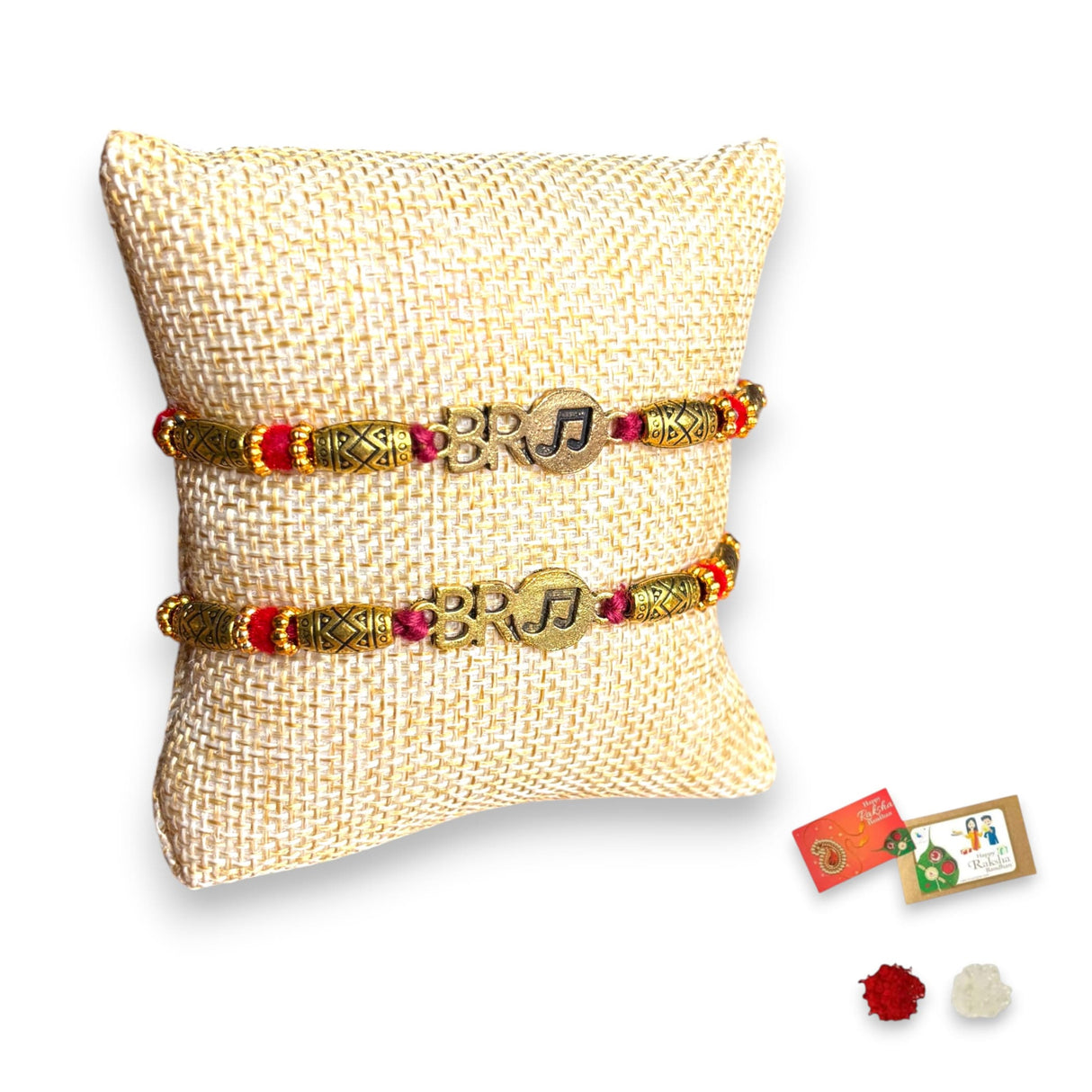 2CT Bro Designer Rakhi for Brother Bhaiya Bhabhi Traditional Handmade Rakhi Set Roli Chawal, Greeting Card Rakshabandhan Rakhi Hamper Gift for Brother - LoveNspire