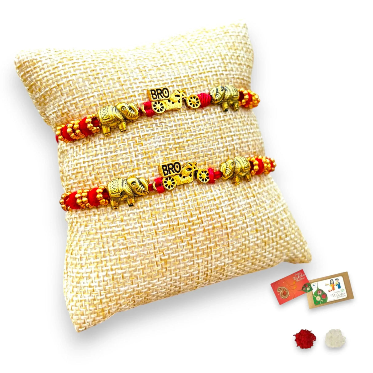 2CT Bro Designer Rakhi for Brother Bhaiya Bhabhi Traditional Handmade Rakhi Set Roli Chawal, Greeting Card Rakshabandhan Rakhi Hamper Gift for Brother - LoveNspire