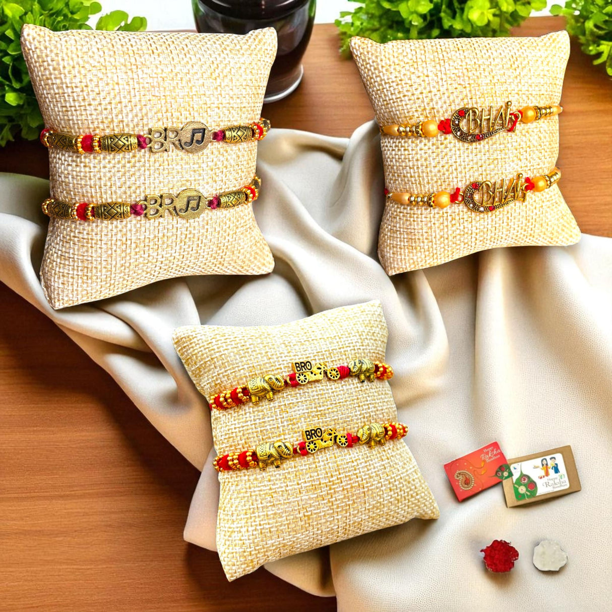 2CT Bro Designer Rakhi for Brother Bhaiya Bhabhi Traditional Handmade Rakhi Set Roli Chawal, Greeting Card Rakshabandhan Rakhi Hamper Gift for Brother - LoveNspire