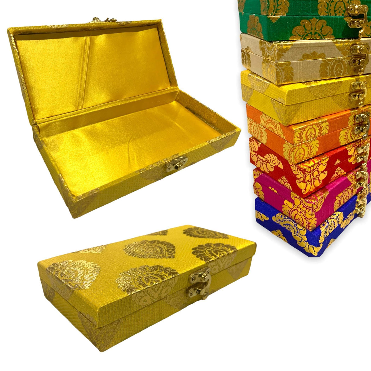 Brocade Gift Boxes( 8x4x1.5 Inches) Favor for Indian Muslim Pakistani Punjabi Wedding, Nikah Favor, Mehndi Favors, Gift Box - LoveNspire