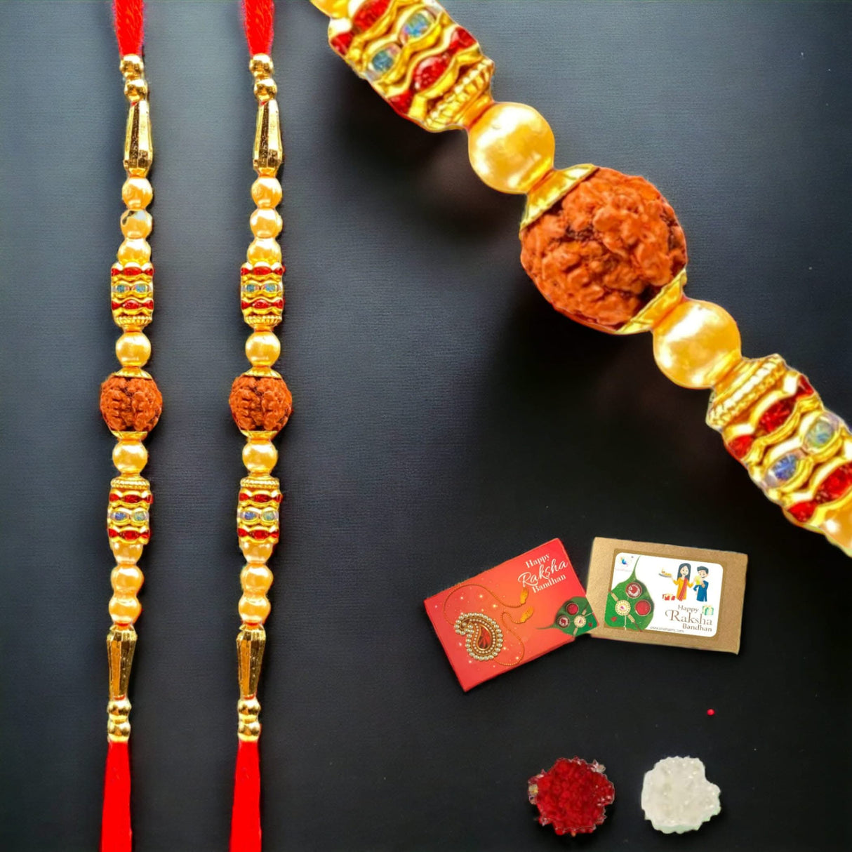 2CT Rakhi for Brother Rudraksha Rakhi Raksha Bandha Gift for your Brother Traditional Handmade Rudraksh Beads Rakhi Bracelet for Brother, Sister Bhabhi - LoveNspire