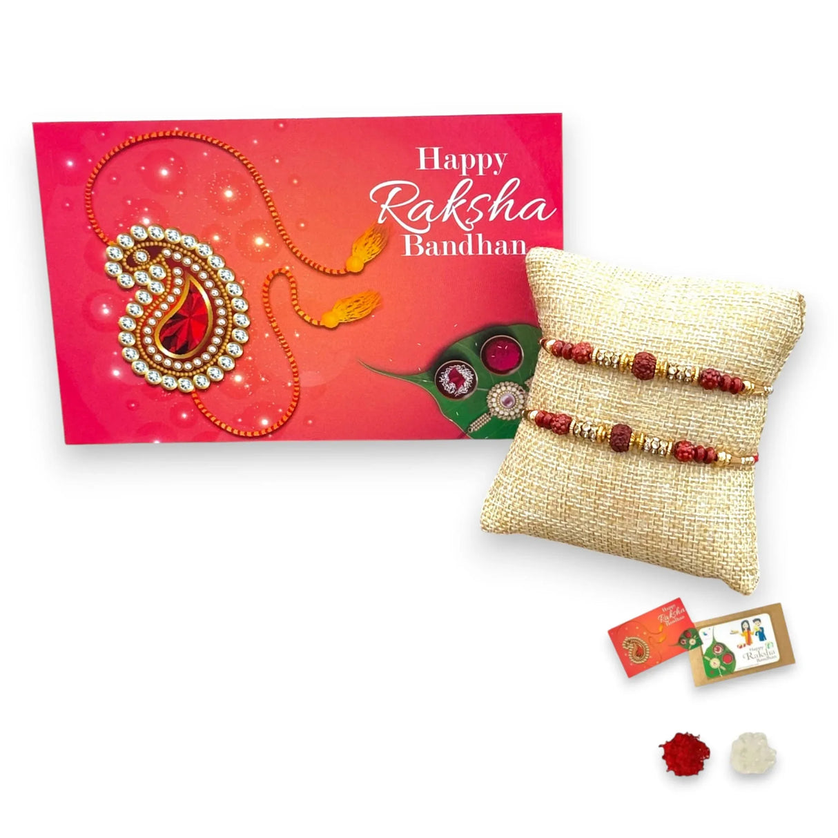 2CT Rakhi for Brother Rudraksha Rakhi Raksha Bandha Gift for your Brother Traditional Handmade Rudraksh Beads Rakhi Bracelet for Brother, Sister Bhabhi - LoveNspire