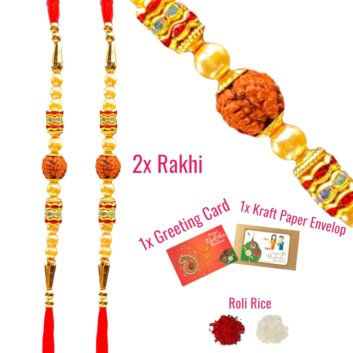 2CT Rakhi for Brother Rudraksha Rakhi Raksha Bandha Gift for your Brother Traditional Handmade Rudraksh Beads Rakhi Bracelet for Brother, Sister Bhabhi - LoveNspire