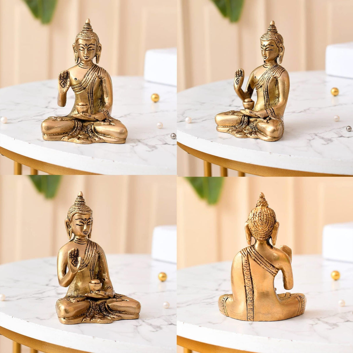 Buddha Statue 4 Inch Brass Buddha Idol Sculpture for Home Living Room Zen Decor - Perfect Gift for Spiritual Meditation Shrine - LoveNspire