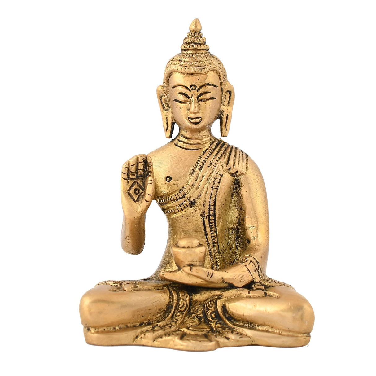 Buddha Statue 4 Inch Brass Buddha Idol Sculpture for Home Living Room Zen Decor - Perfect Gift for Spiritual Meditation Shrine - LoveNspire