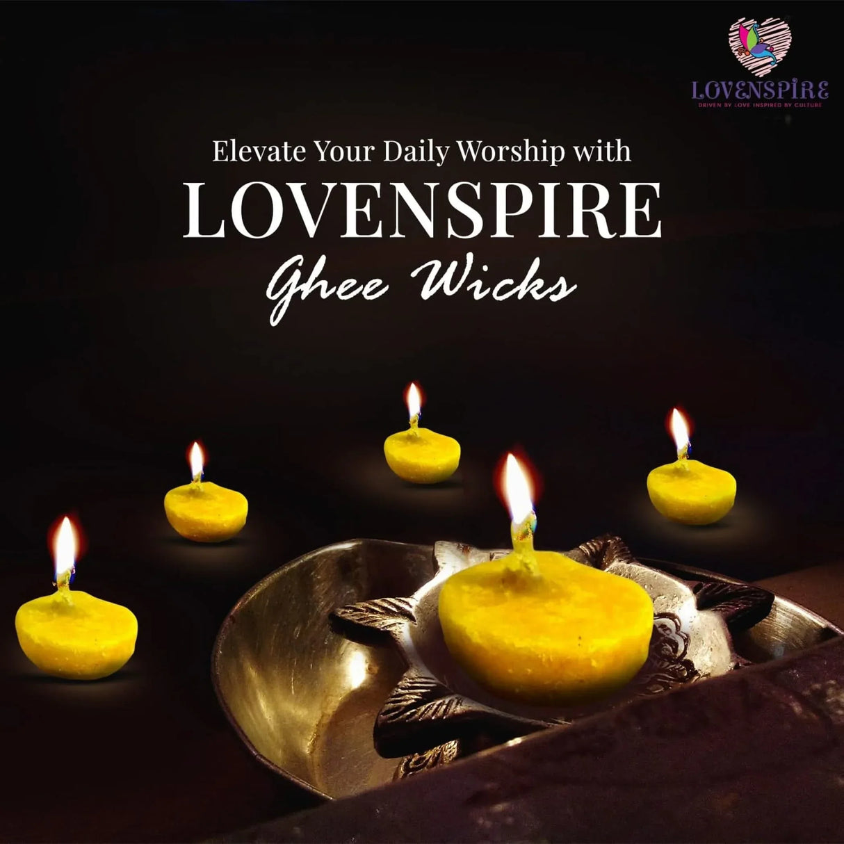 Pure Cow Ghee Wicks for Pooja Buffalo Diya Batti 35 Min Burning Time Butter Cotton Wick for Home Temple Pujan Readymade Wax Free Ghee Diya Jyot Diwali Wick Housewarming Return Gifts - LoveNspire
