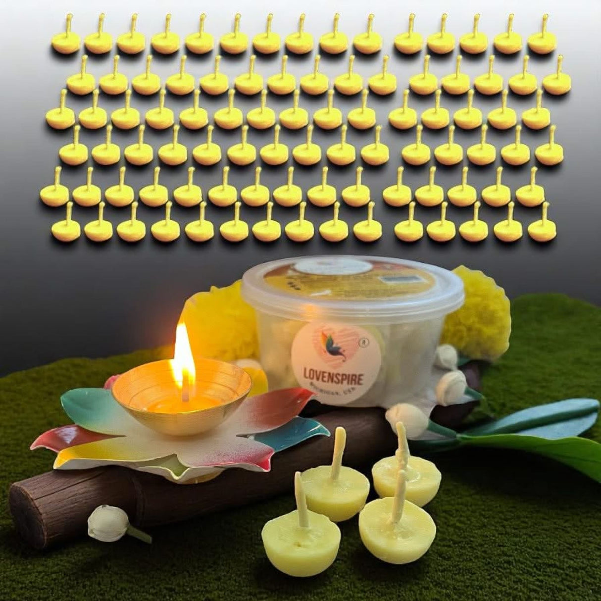 Pure Cow Ghee Wicks for Pooja Buffalo Diya Batti 35 Min Burning Time Butter Cotton Wick for Home Temple Pujan Readymade Wax Free Ghee Diya Jyot Diwali Wick Housewarming Return Gifts - LoveNspire