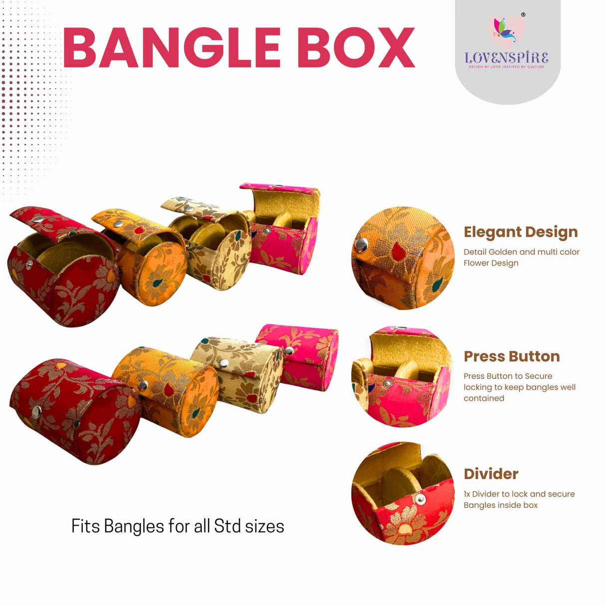 Bangle Box Organizer Bulk Assorted Bangle Jewelry Storage Boxes Beautiful Bangle Case Indian Wedding Favor Bridesmaid Gift - Travel Essential Accessories for Women - LoveNspire