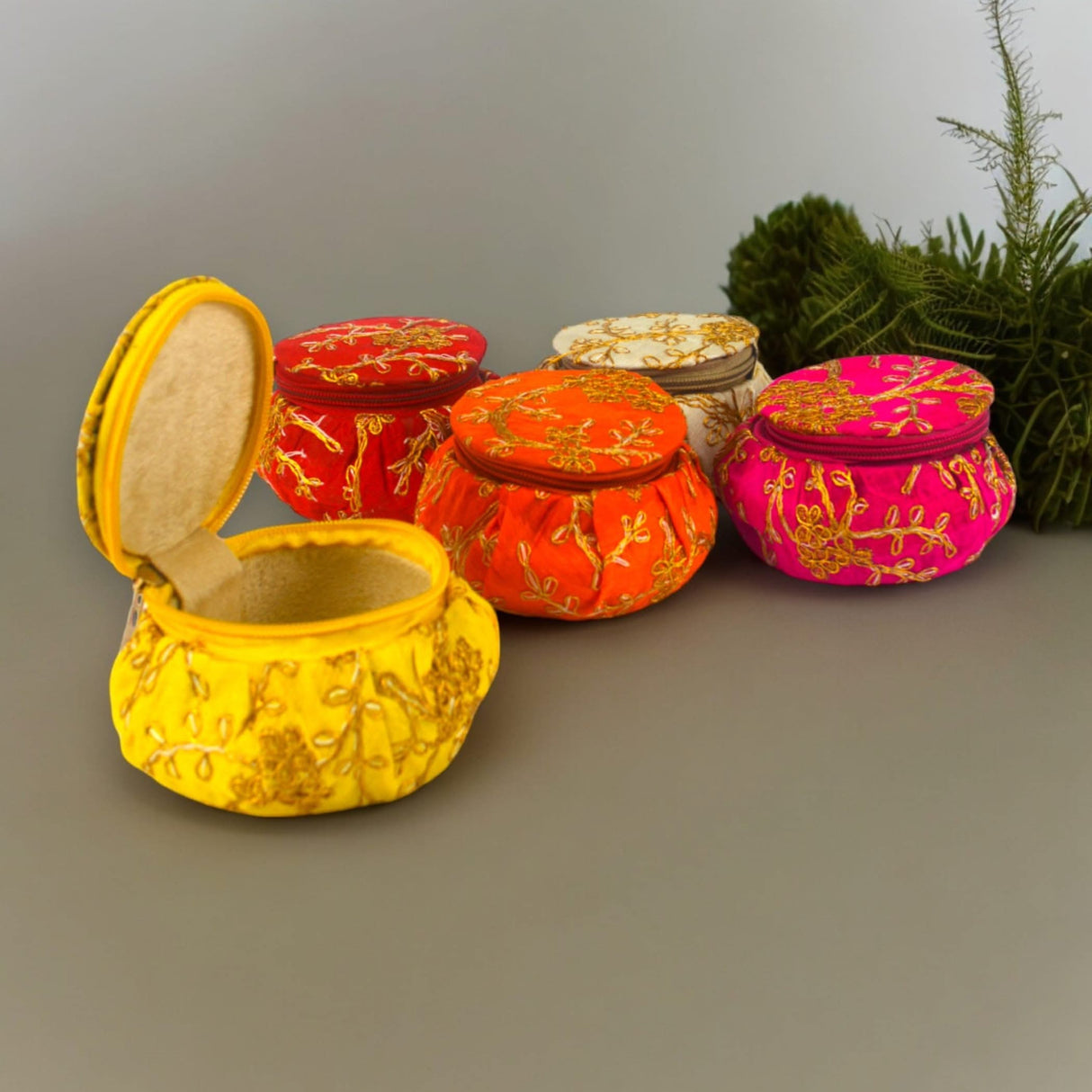 Embroidery Matki Shape Bangle Box Organizer Bulk Assorted Bangle Jewelry Storage Boxes Beautiful Bangle Case Indian Wedding Favor Bridesmaid Gift - Travel Essential Accessories for Women - LoveNspire