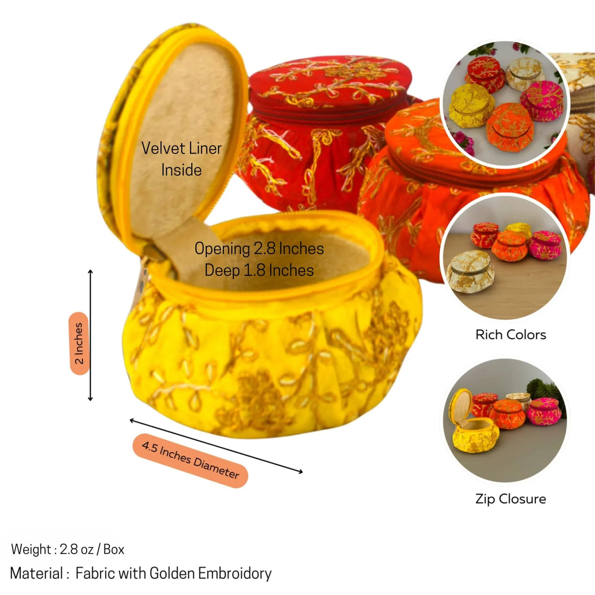 Embroidery Matki Shape Bangle Box Organizer Bulk Assorted Bangle Jewelry Storage Boxes Beautiful Bangle Case Indian Wedding Favor Bridesmaid Gift - Travel Essential Accessories for Women - LoveNspire