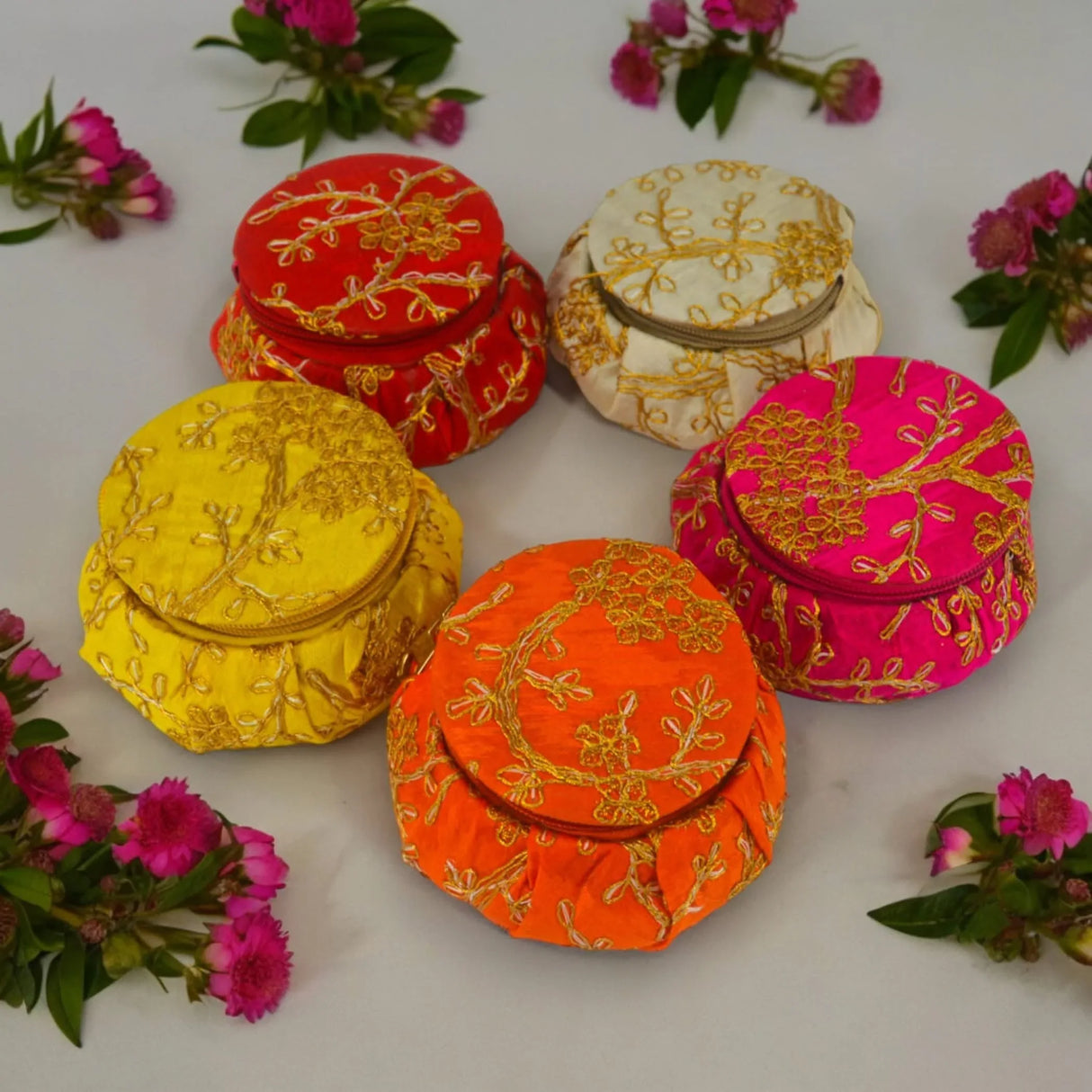 Embroidery Matki Shape Bangle Box Organizer Bulk Assorted Bangle Jewelry Storage Boxes Beautiful Bangle Case Indian Wedding Favor Bridesmaid Gift - Travel Essential Accessories for Women - LoveNspire