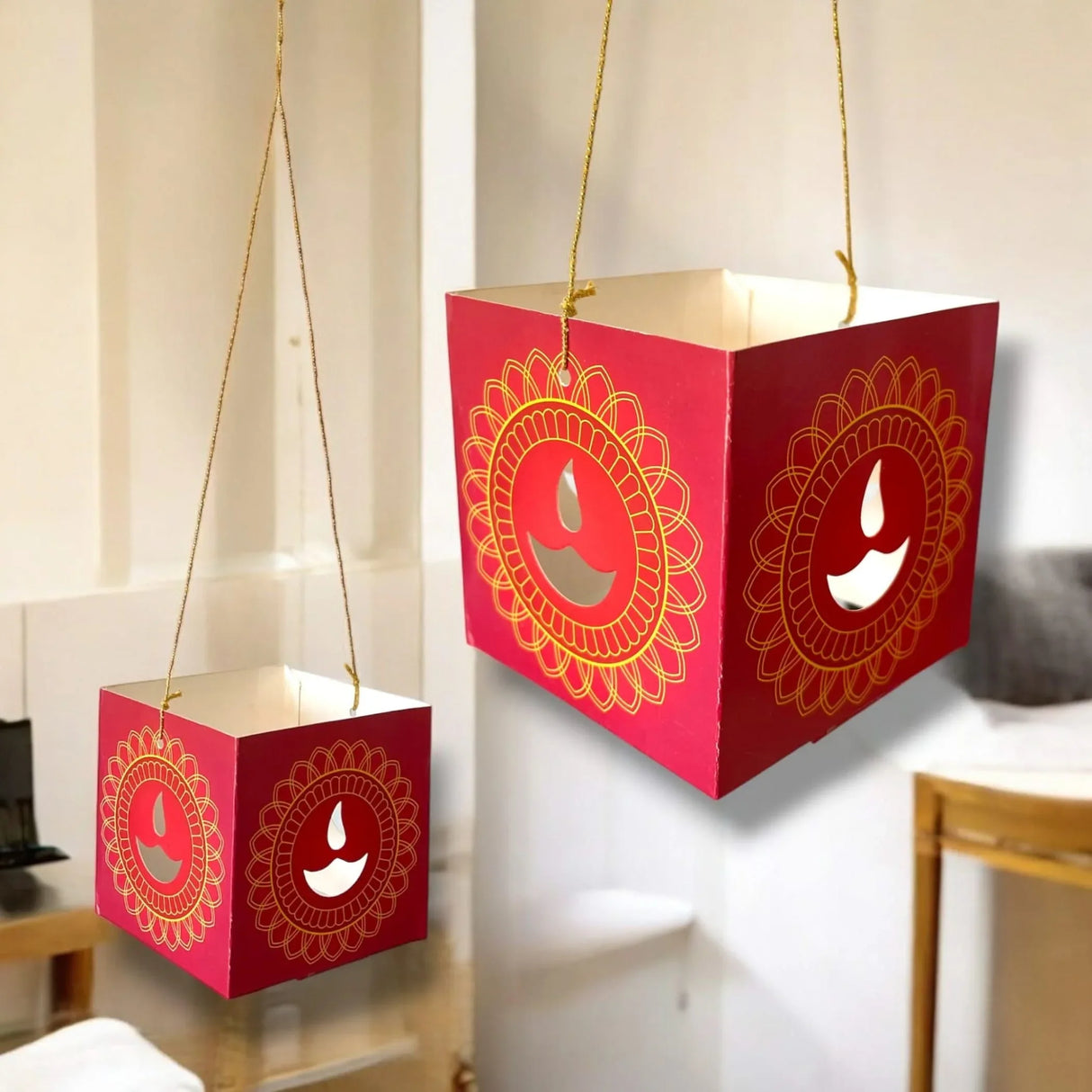 Paper Diwali Lantern Boxes Bulk DIY Diwali Decorations Deepavali Table Centerpieces for Indian Festival Party Home Office Decor - Traditional Candle Holder Craft Gift Idea - LoveNspire