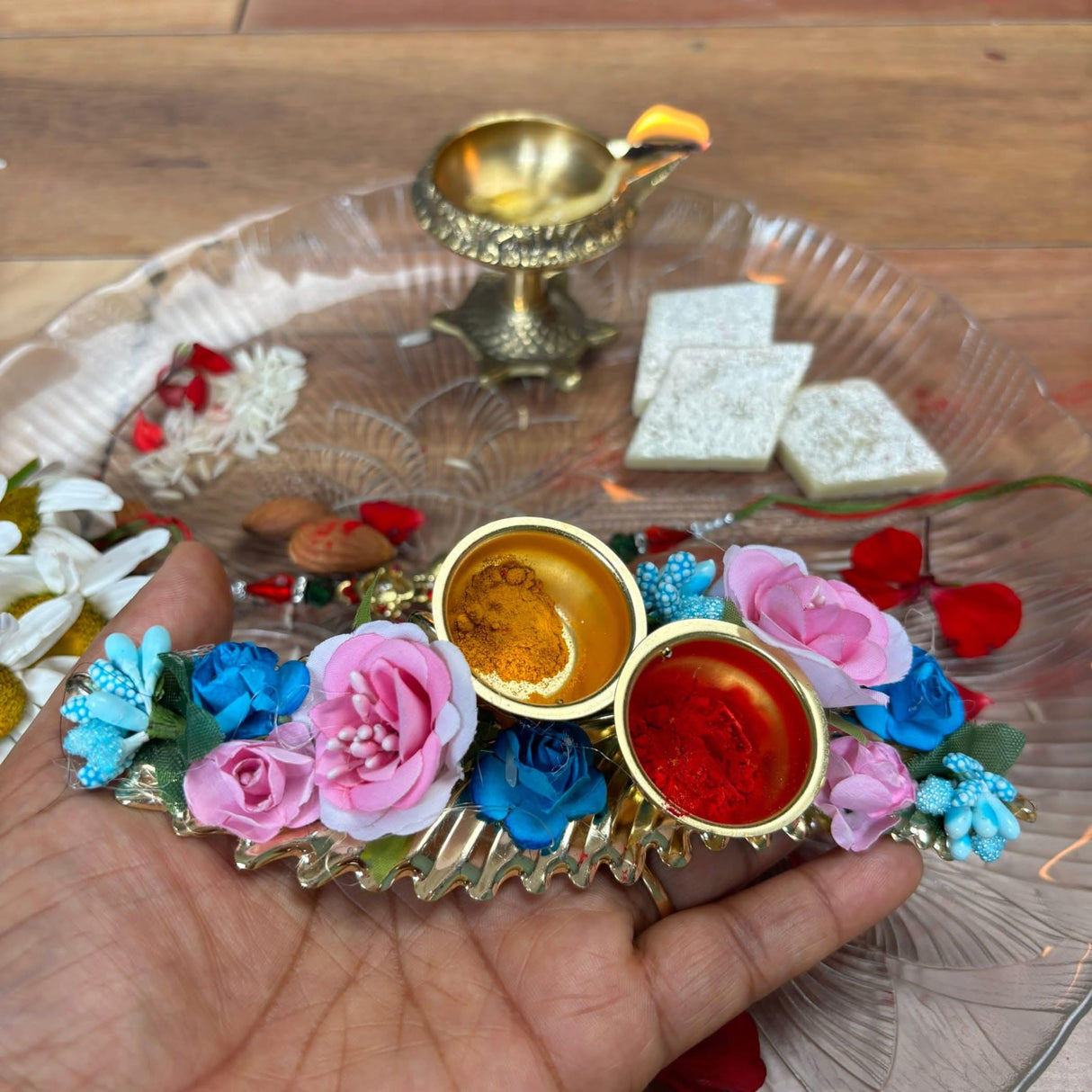 Bulk Haldi Kumkum Thali Holder, Pooja Return Gift, Indian Housewarming Gifts, Shivratri, Wedding Favor, Navarathri Favors, Baby Shower - LoveNspire