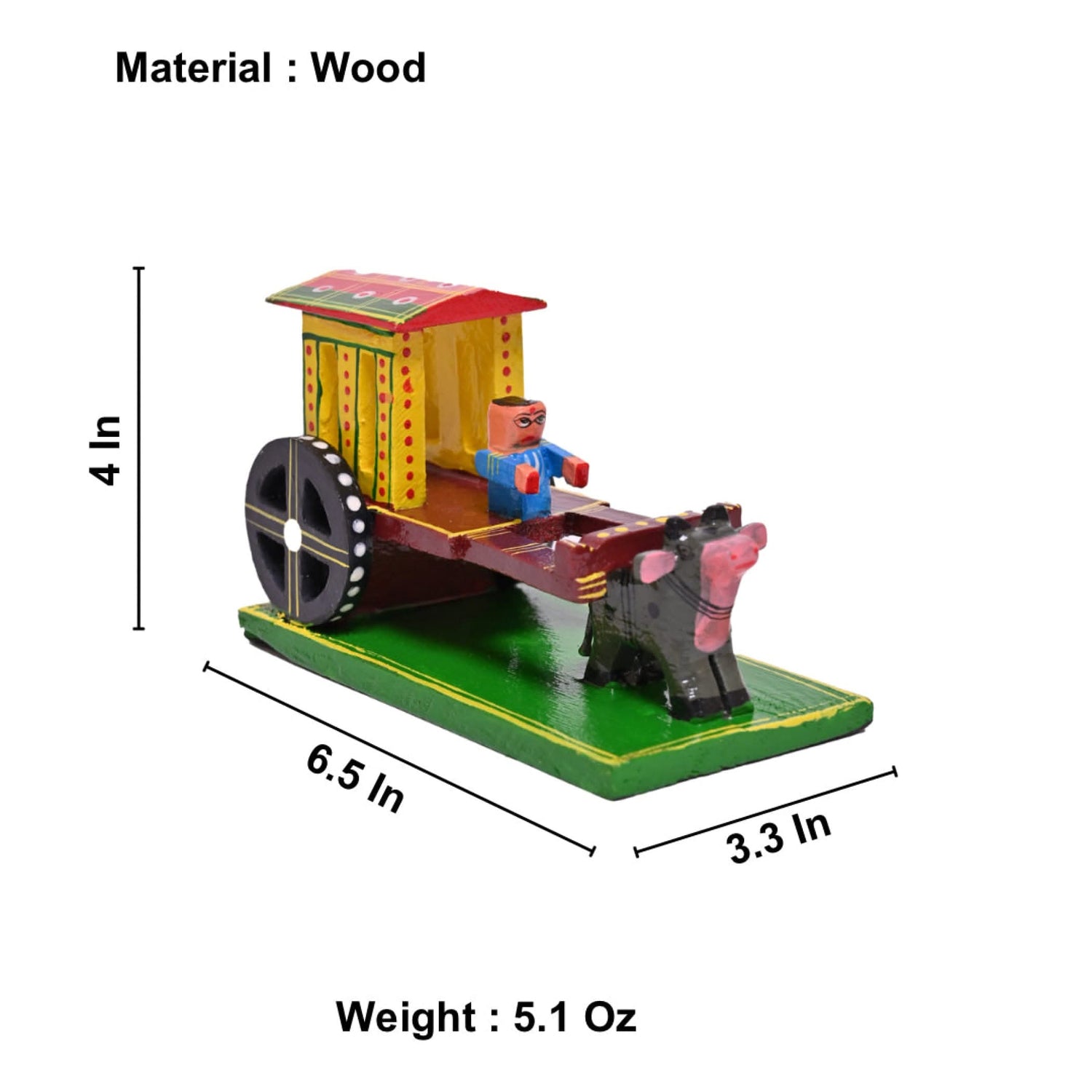 Indian Wooden Bullock Cart Decor Kondapalli Hand Painted Golu Showpiece for Home
